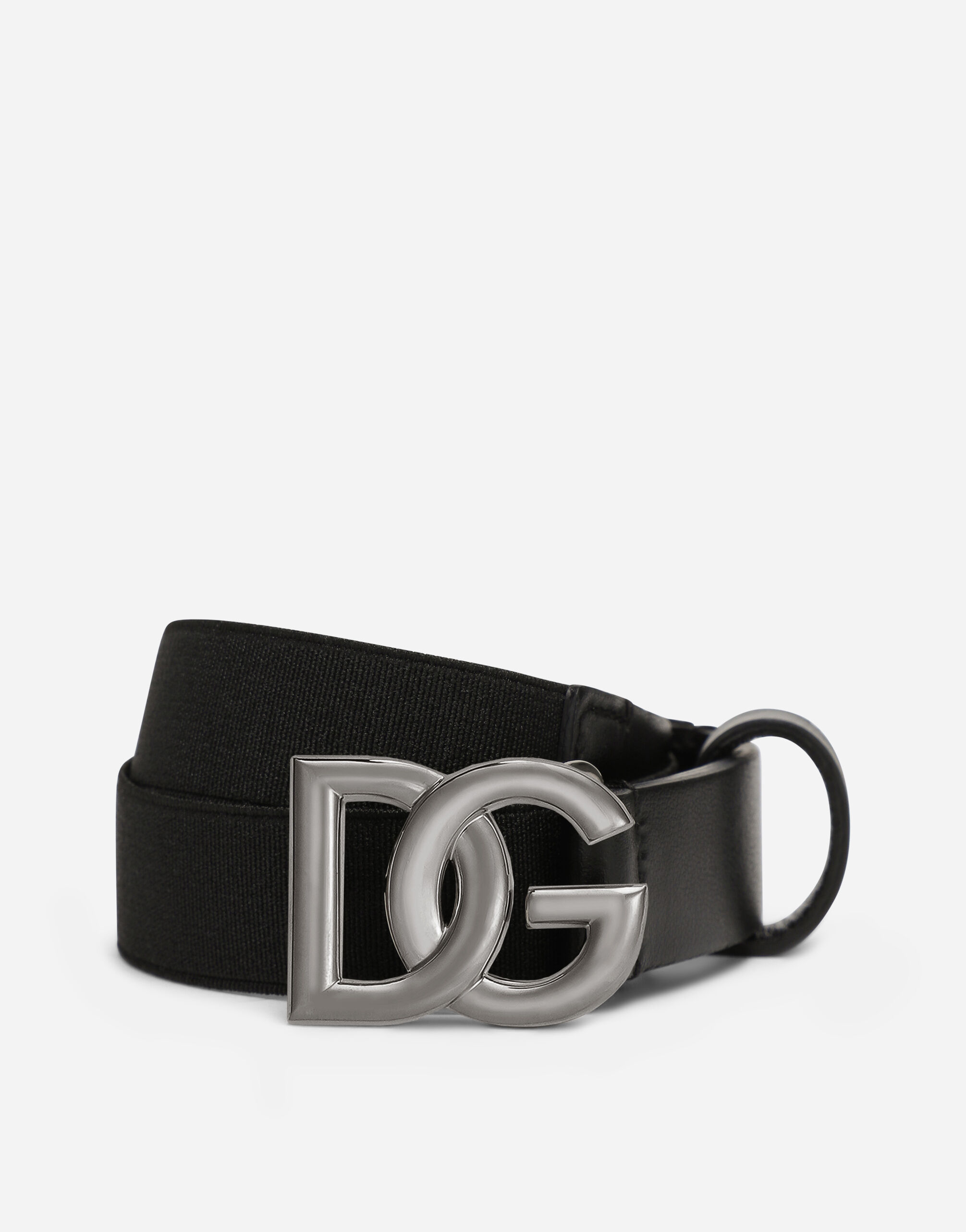 Stretch belt with DG logo in Black for Boys | Dolce&Gabbana® US