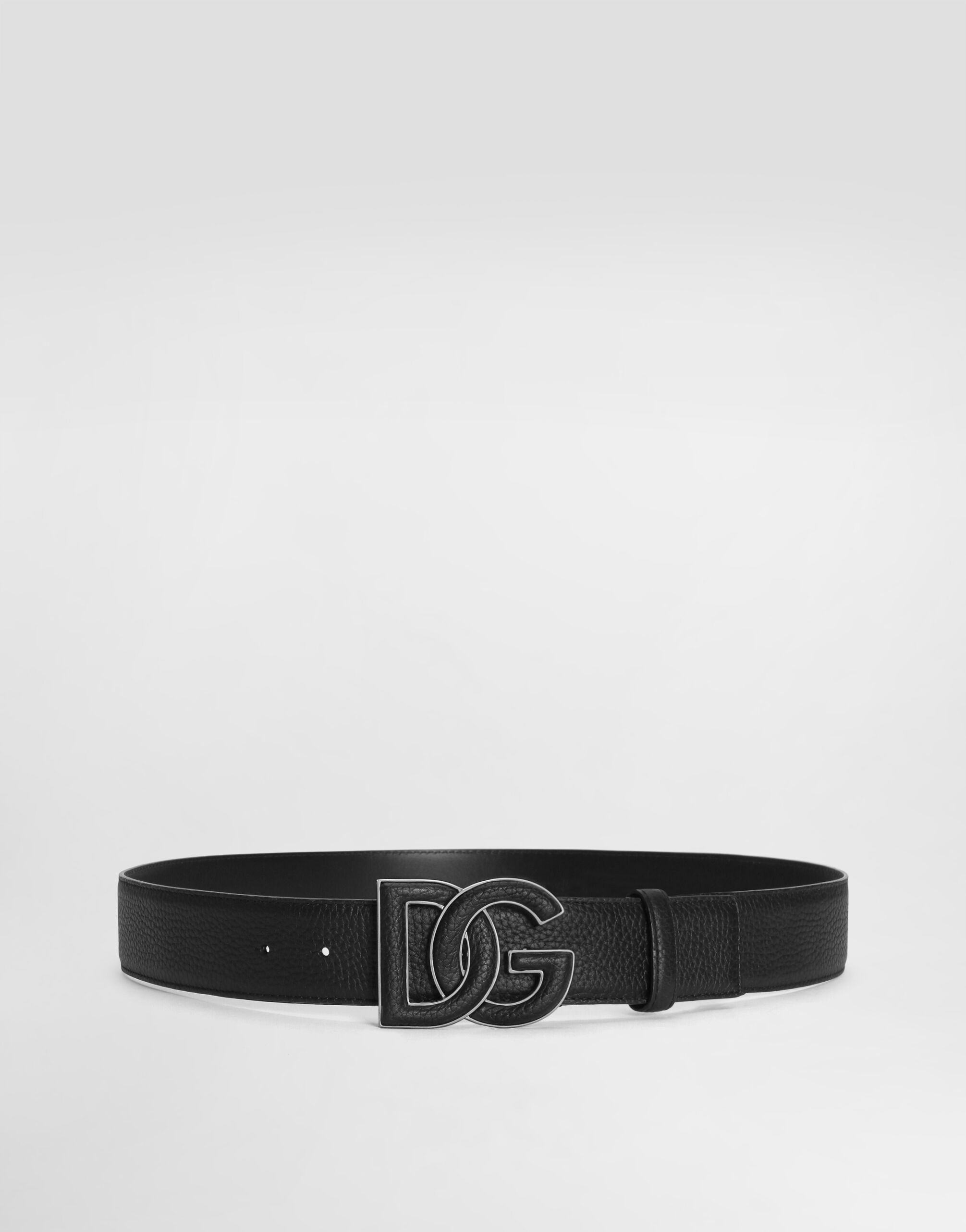 Deerskin-print calfskin belt with logo print in Black for Men