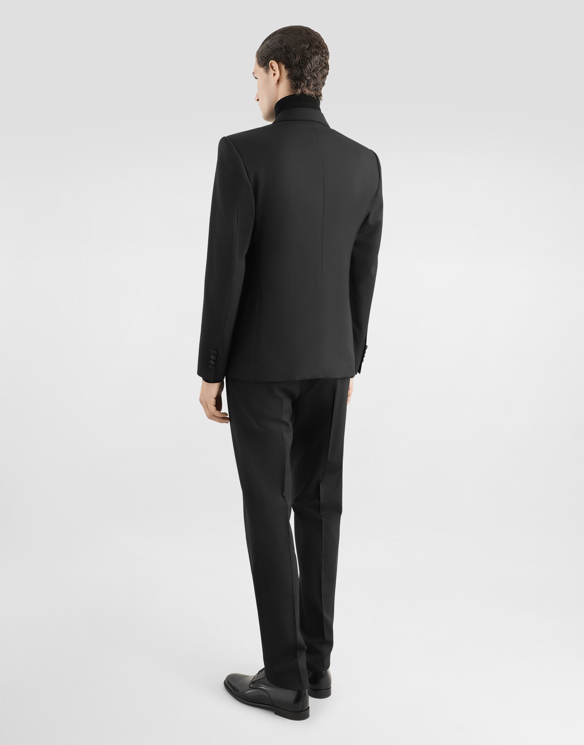 Three-piece Sicilia-fit suit in stretch wool in Black for Men