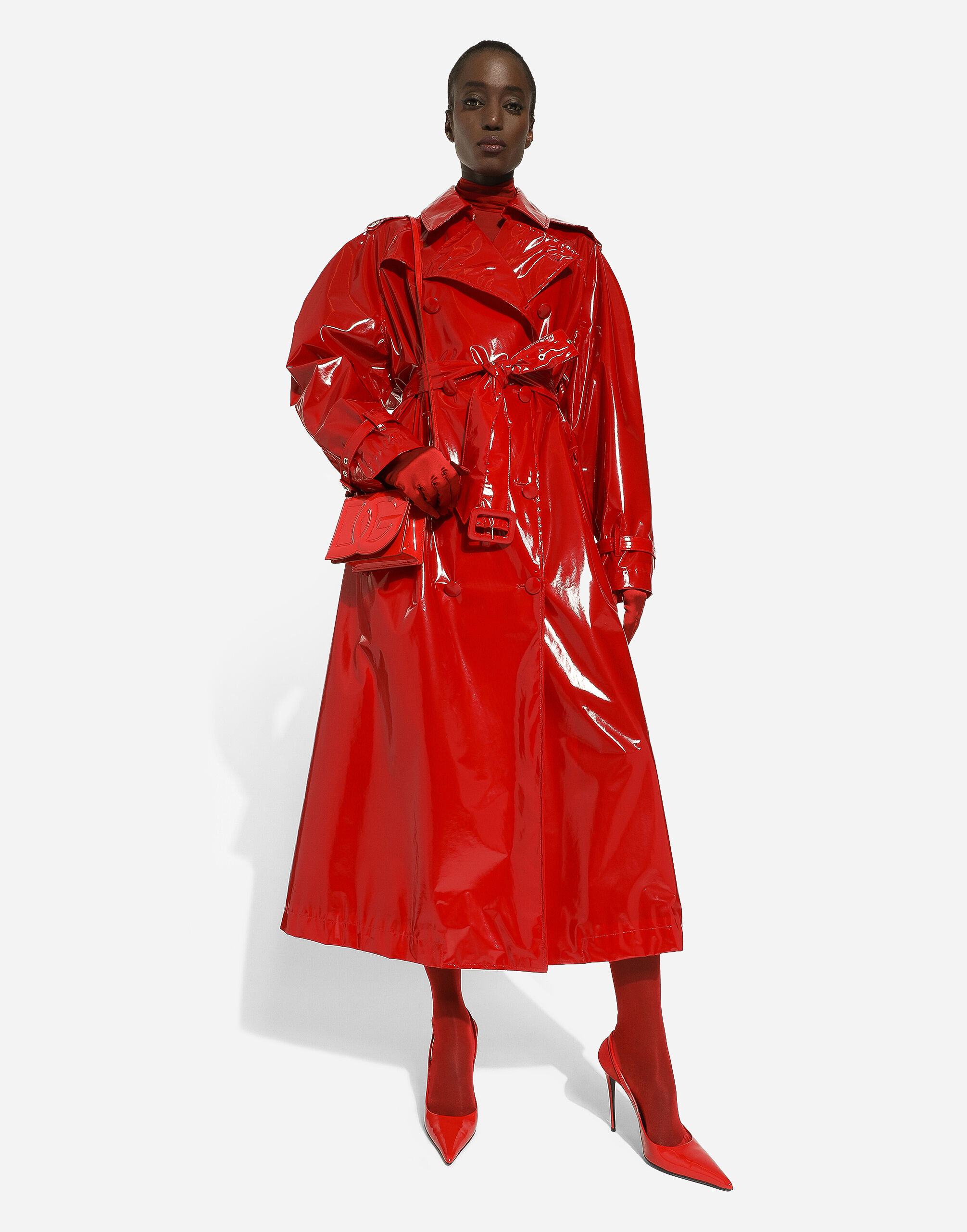 レッドのウィメンズ Patent leather trench coat | Dolce&Gabbana®