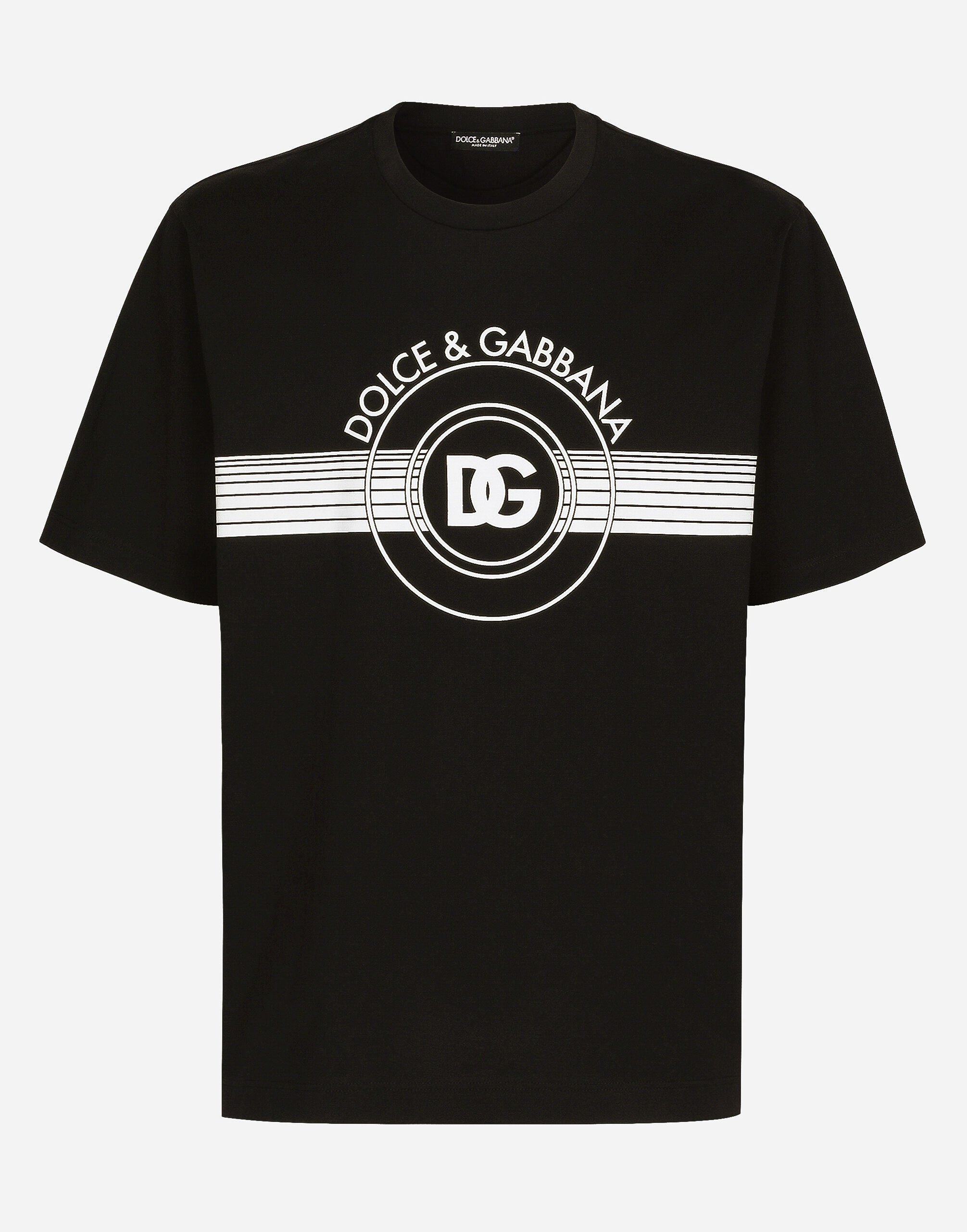 ブラックのメンズ Tシャツ コットンインターロック DGロゴプリント