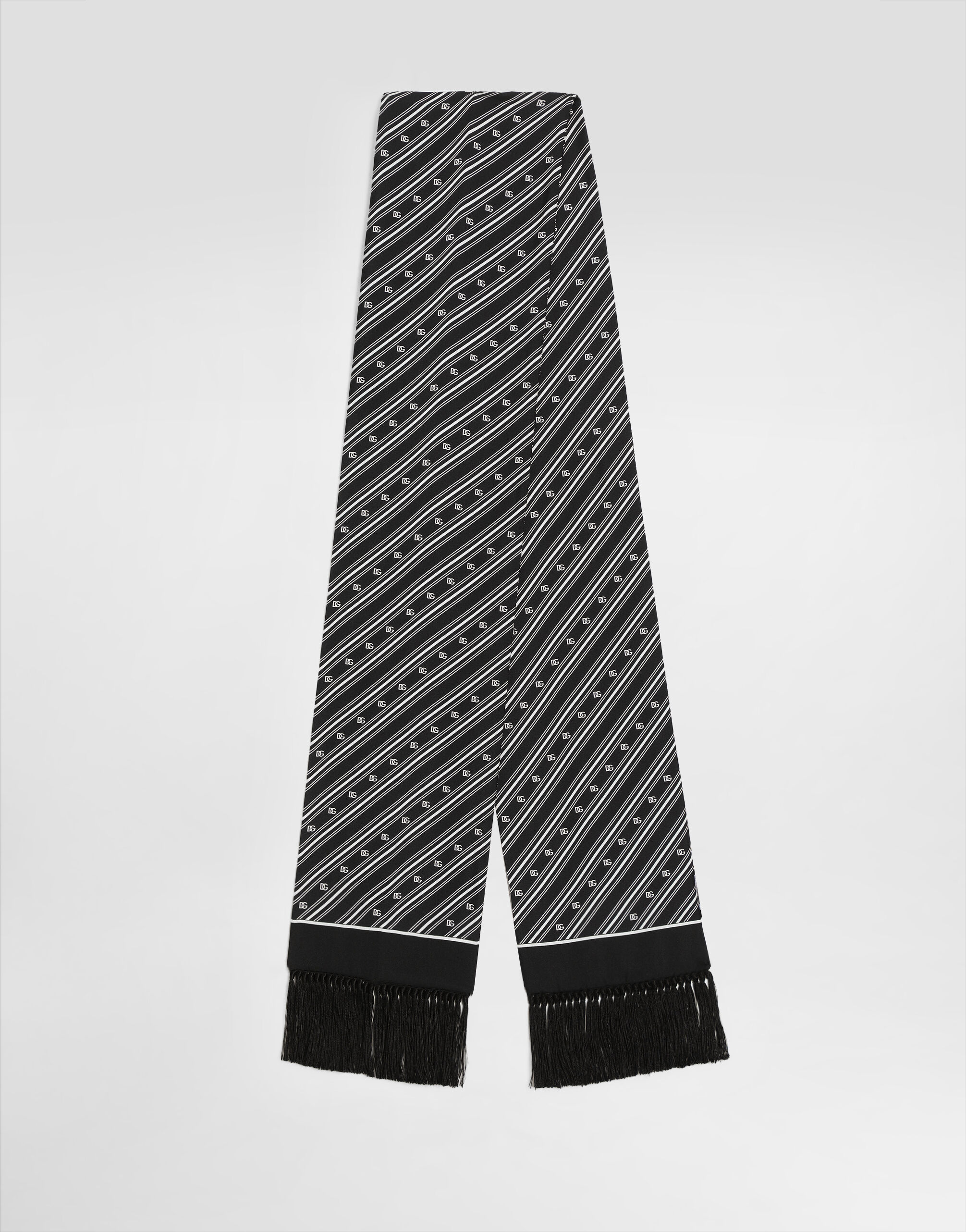 Silk scarf with diagonal and logo print in Multicolor for Men