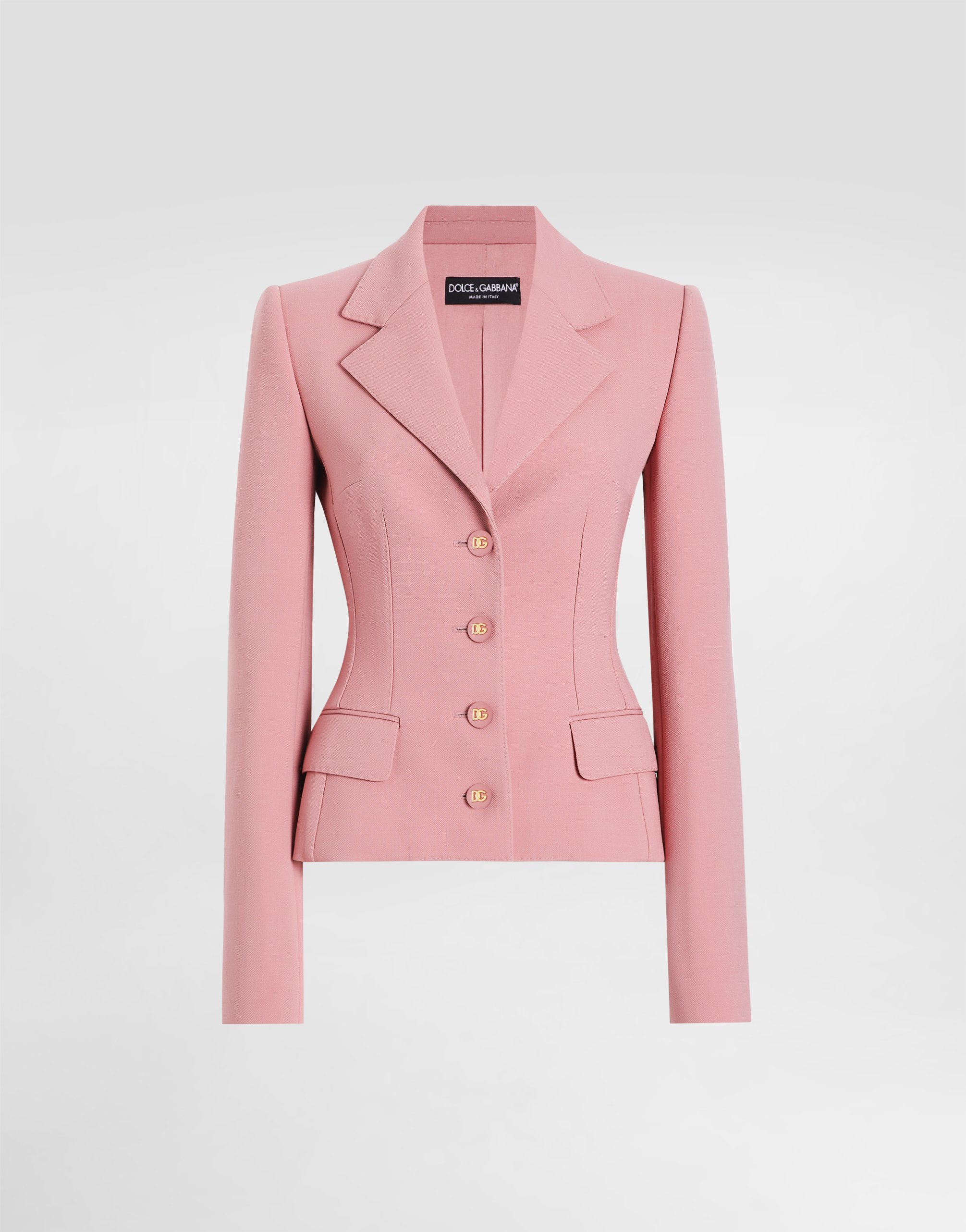 Single-breasted wool crepe Dolce jacket in Pink for Women
