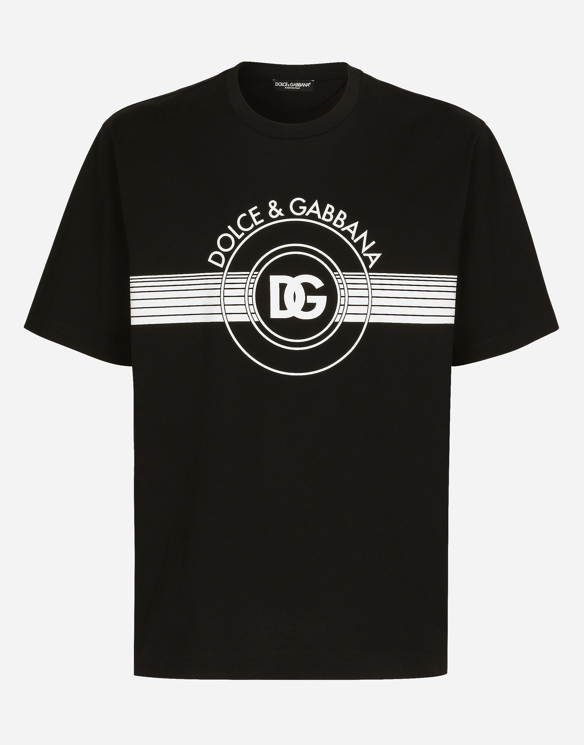 ブラックのメンズ Tシャツ コットンインターロック DGロゴプリント