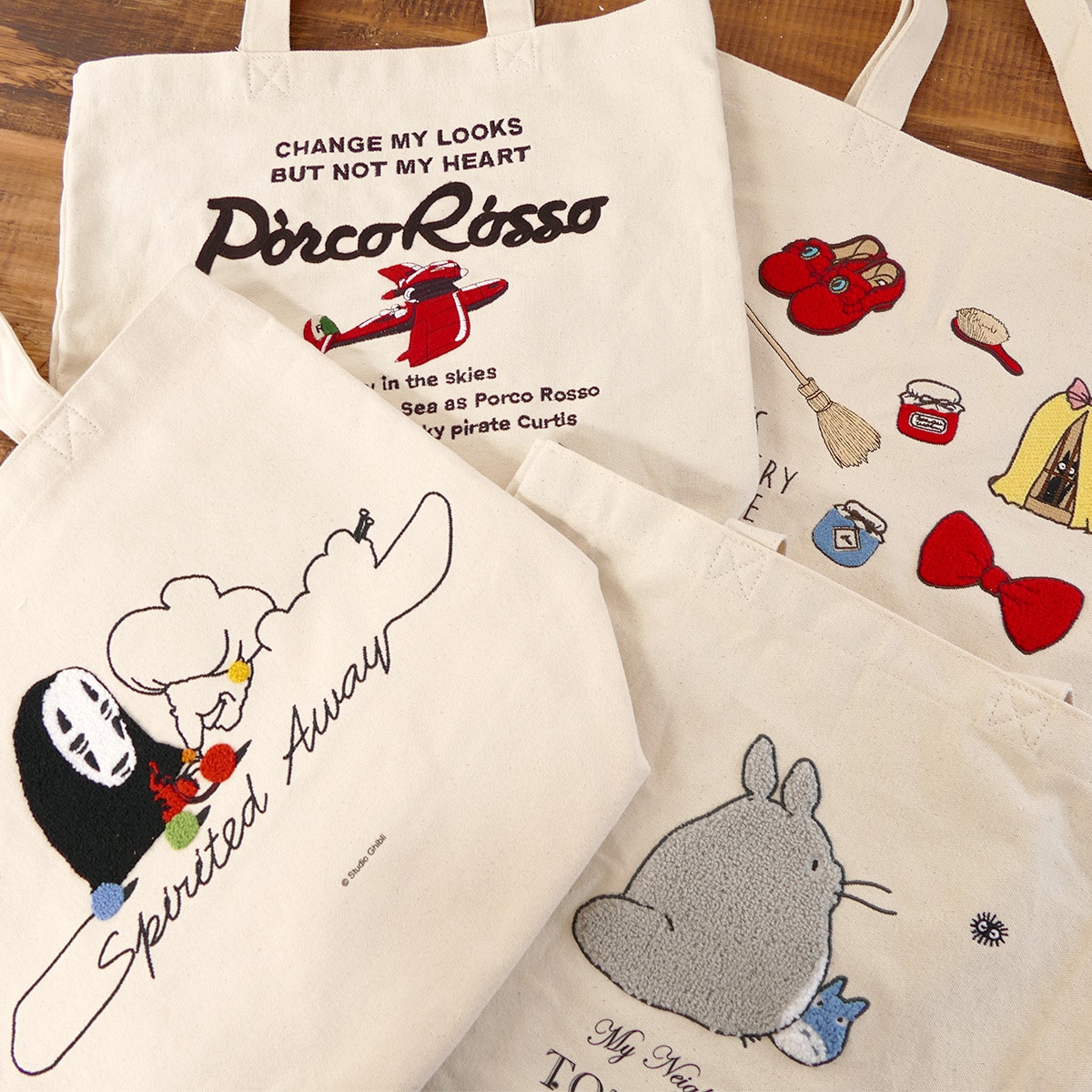 となりのトトロ 縦型刺繍帆布トートバッグ ふり向きトトロ | どんぐり