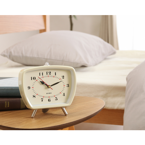 置時計レトロ 37714 不二貿易 目覚まし時計 ホワイト | ホームセンター
