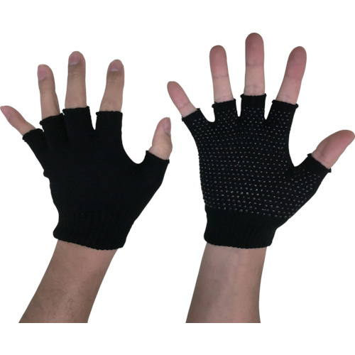 のびのびマジック手袋指切(ボツなし) 黒 371539 勝星 軍手（単品