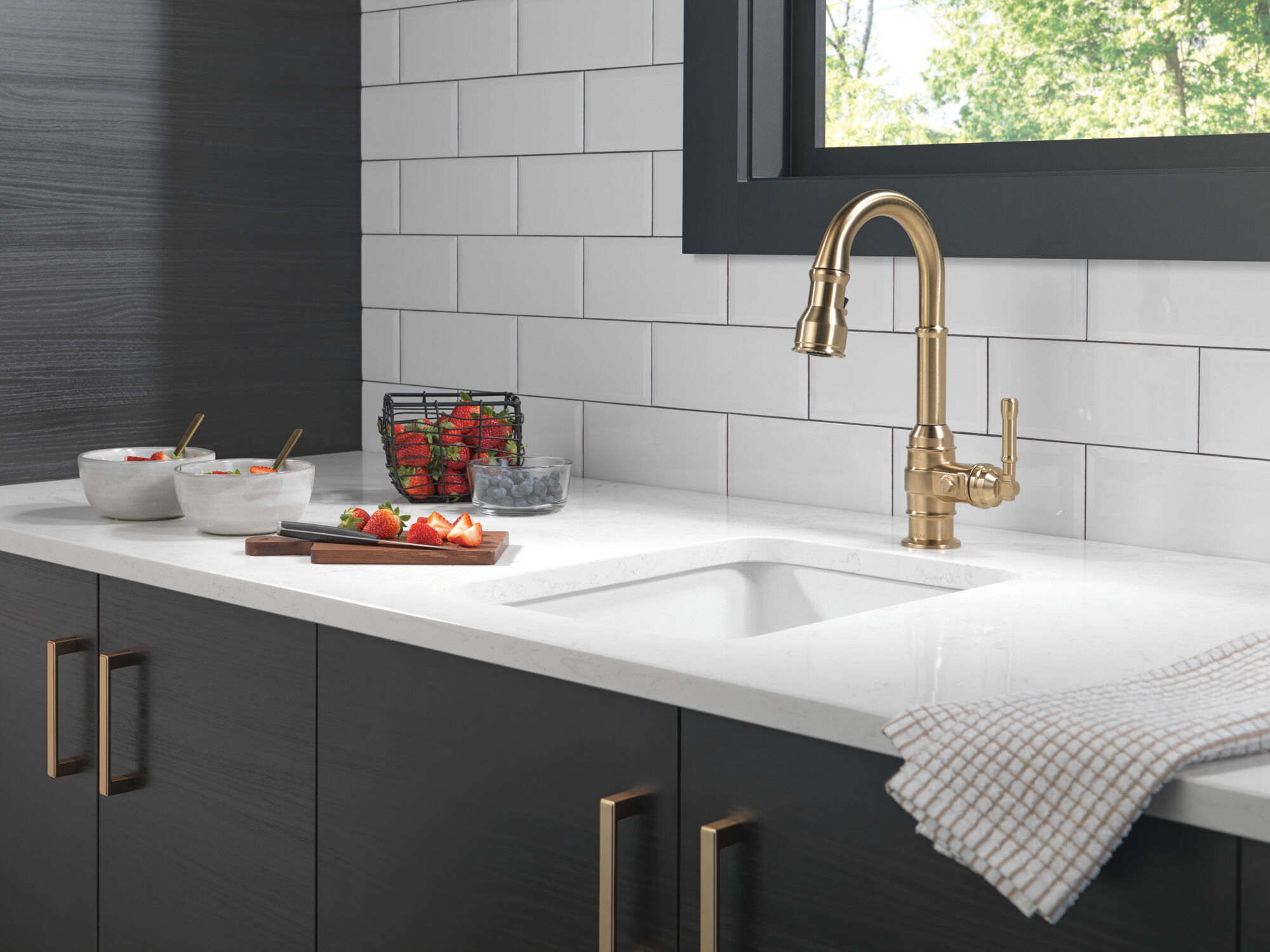 Single Handle Pull-Down Bar/Prep Faucet in Champagne Bronze 9990