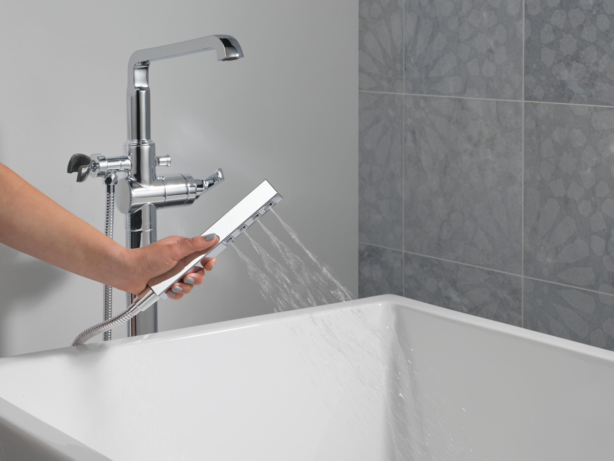 Floor Mount Tub Filler Handle - Lever in Lumicoat® Chrome H589-PR