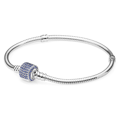Retired Pandora Sterling Silver Pandora Bracelet with Blue Pave
