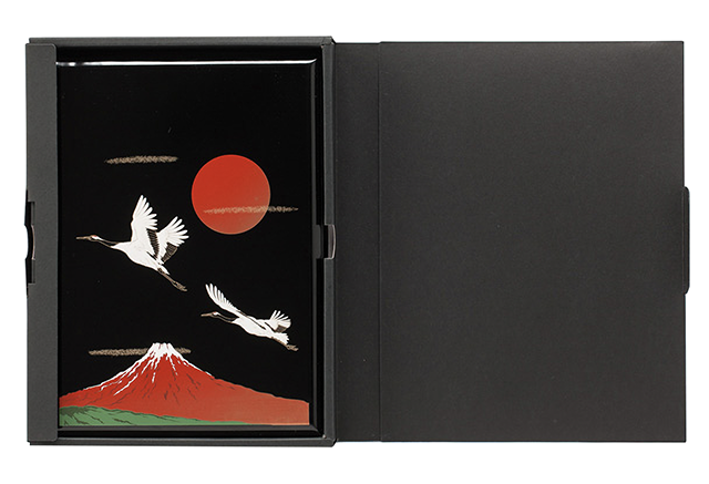 鶴と富士 ソープフラワー 一輪付き｜祝電｜うるし台紙 | 電報の申込は