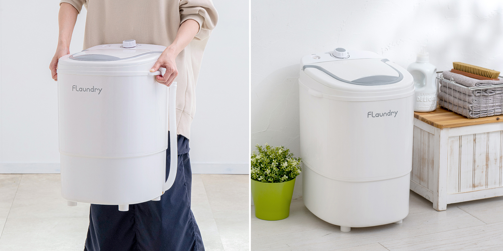 北欧風デザインとパワフル160W！3kg洗濯可能なポータブル洗濯機が新