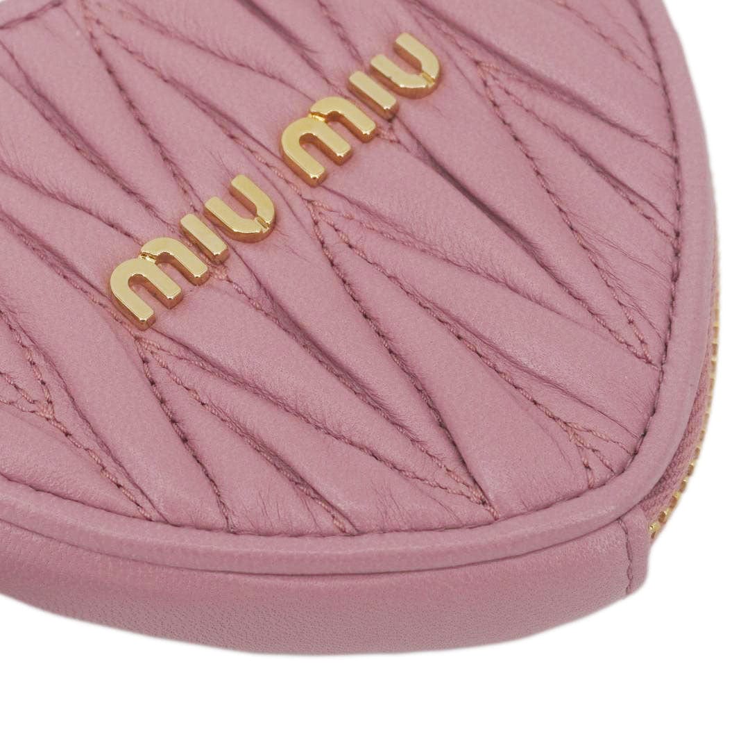 MIU MIU Heart-Shaped Matelasse Leather Coin Purse Pink