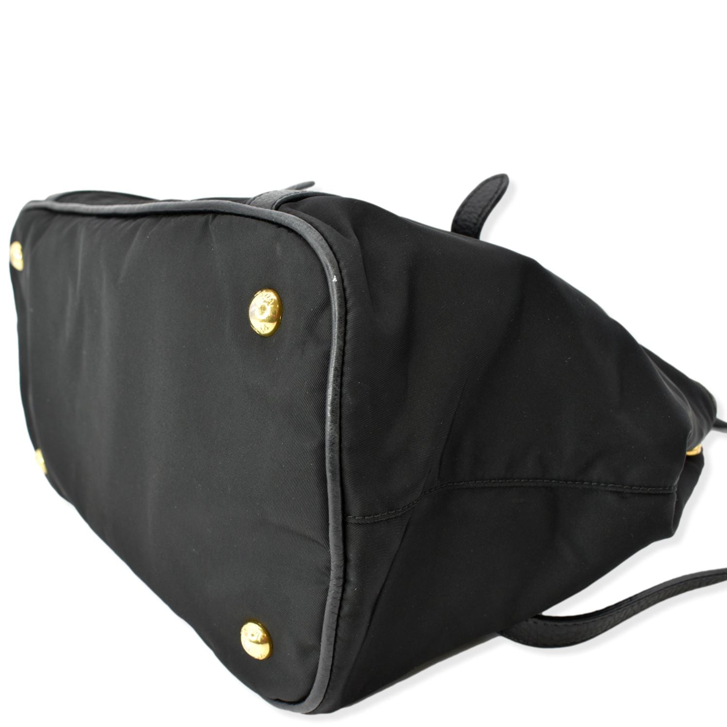 PRADA Tessuto Vitello Daino Nylon Tote Shoulder Bag Black