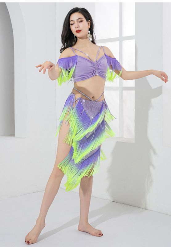 ベリーダンス衣装コスチューム--ブラ＋ タッセルベルトZM483