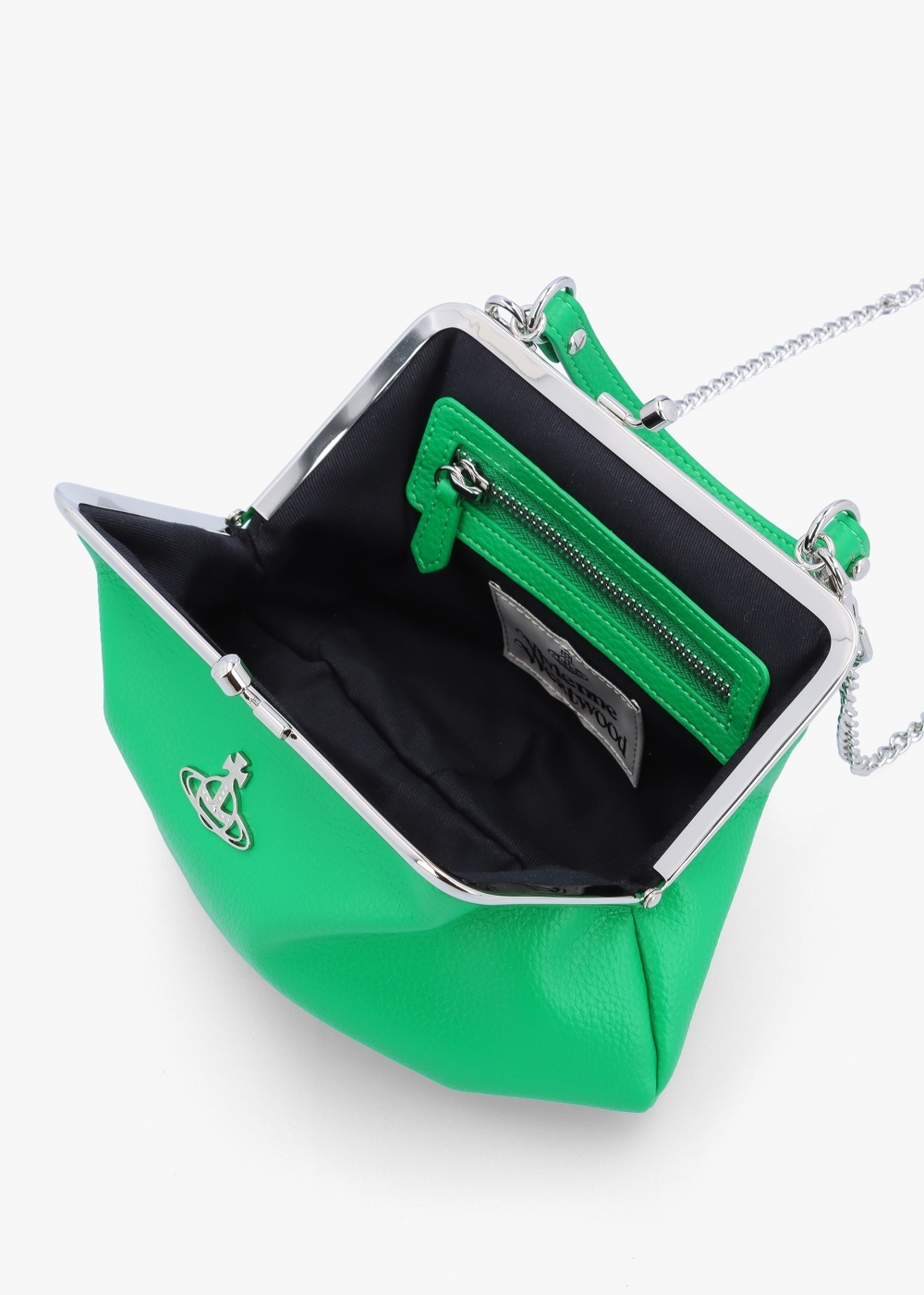 Vivienne Westwood Vegan Granny Frame Bright Green Purse On A Chain