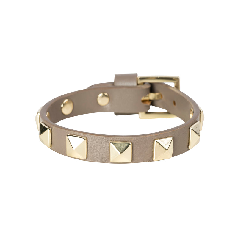LEATHER STUD BRACELET DARK TAUPE W/GOLD – DARK department