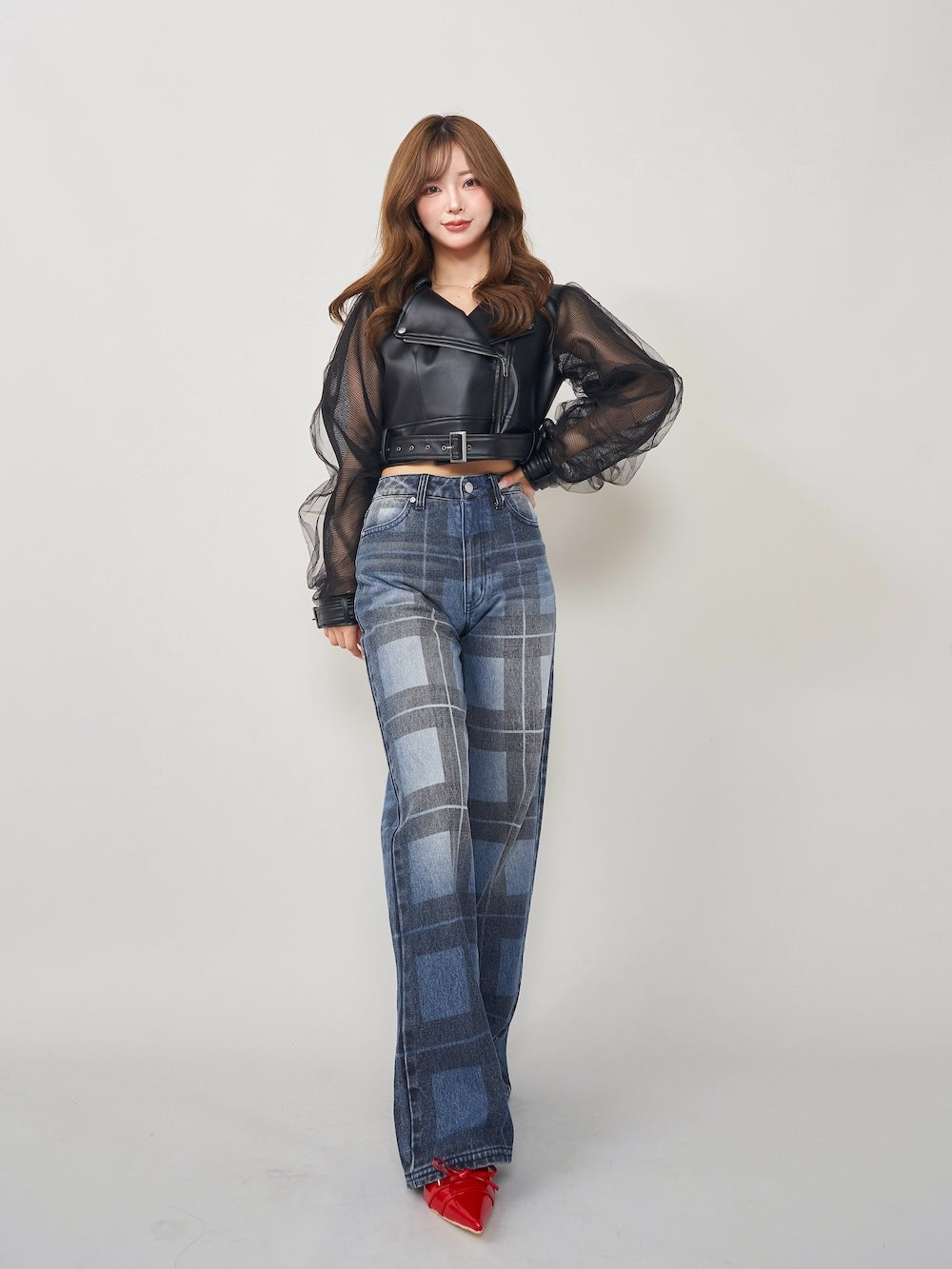 ブロックチェックワイドデニムパンツ – Darich (ダーリッチ)