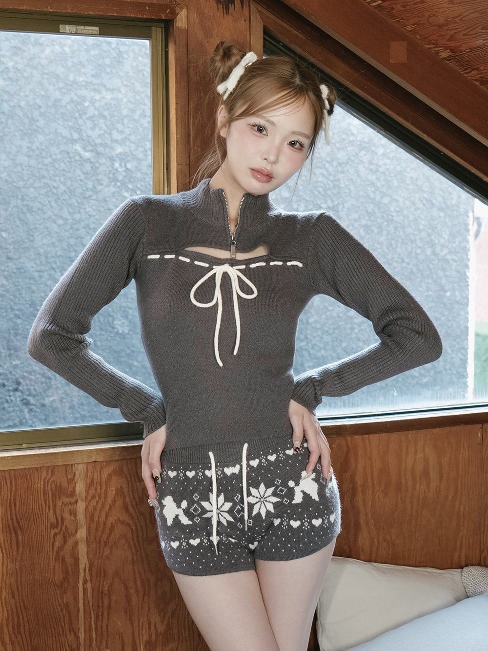 ステッチリボンオープンニットトップス – Darich (ダーリッチ)