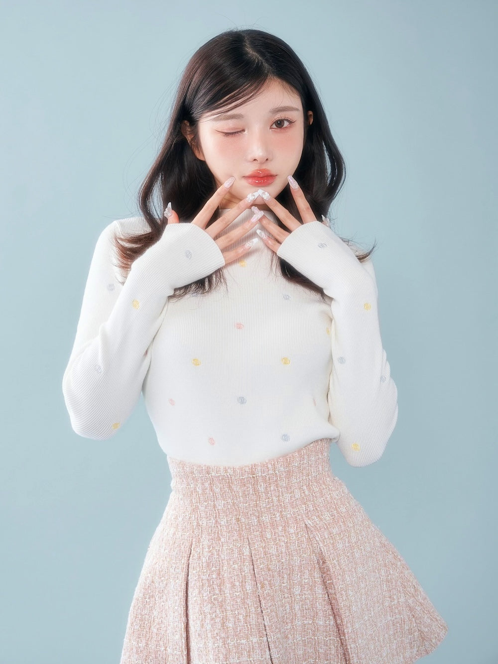 ファンシーカラーエンブロイダリーニットトップス – Darich (ダーリッチ)