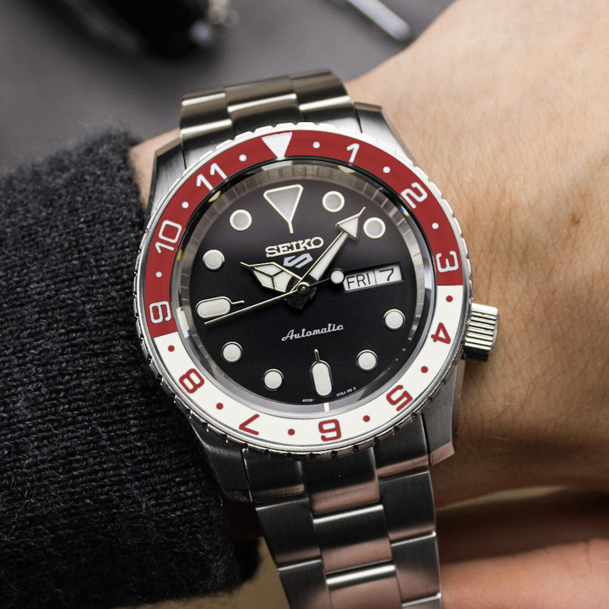 Sapphire Insert - SKX Dual Time Red X White - Luminous Green - DLW
