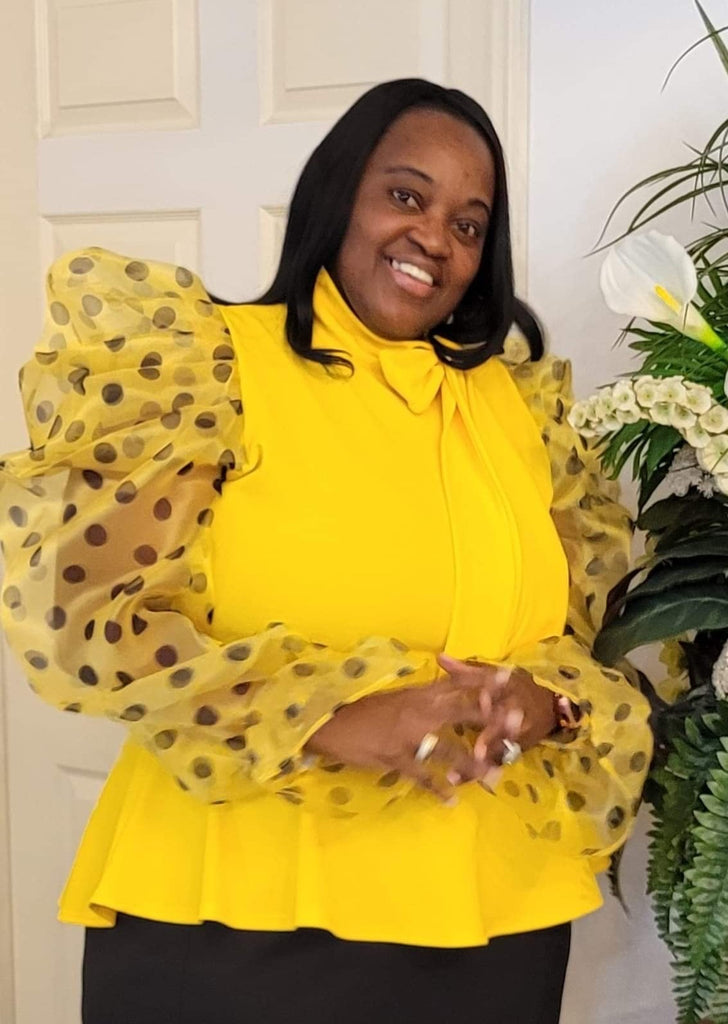 Balloon Organza Sleeve Peplum Top – Diva's Den Fashion, LLC