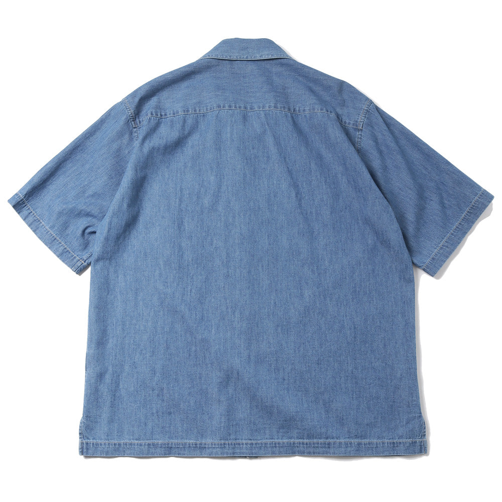 AURALEE) SELVEDGE SUPER LIGHT DENIM HALF SLEEVED SHIRT (A24SS02GS