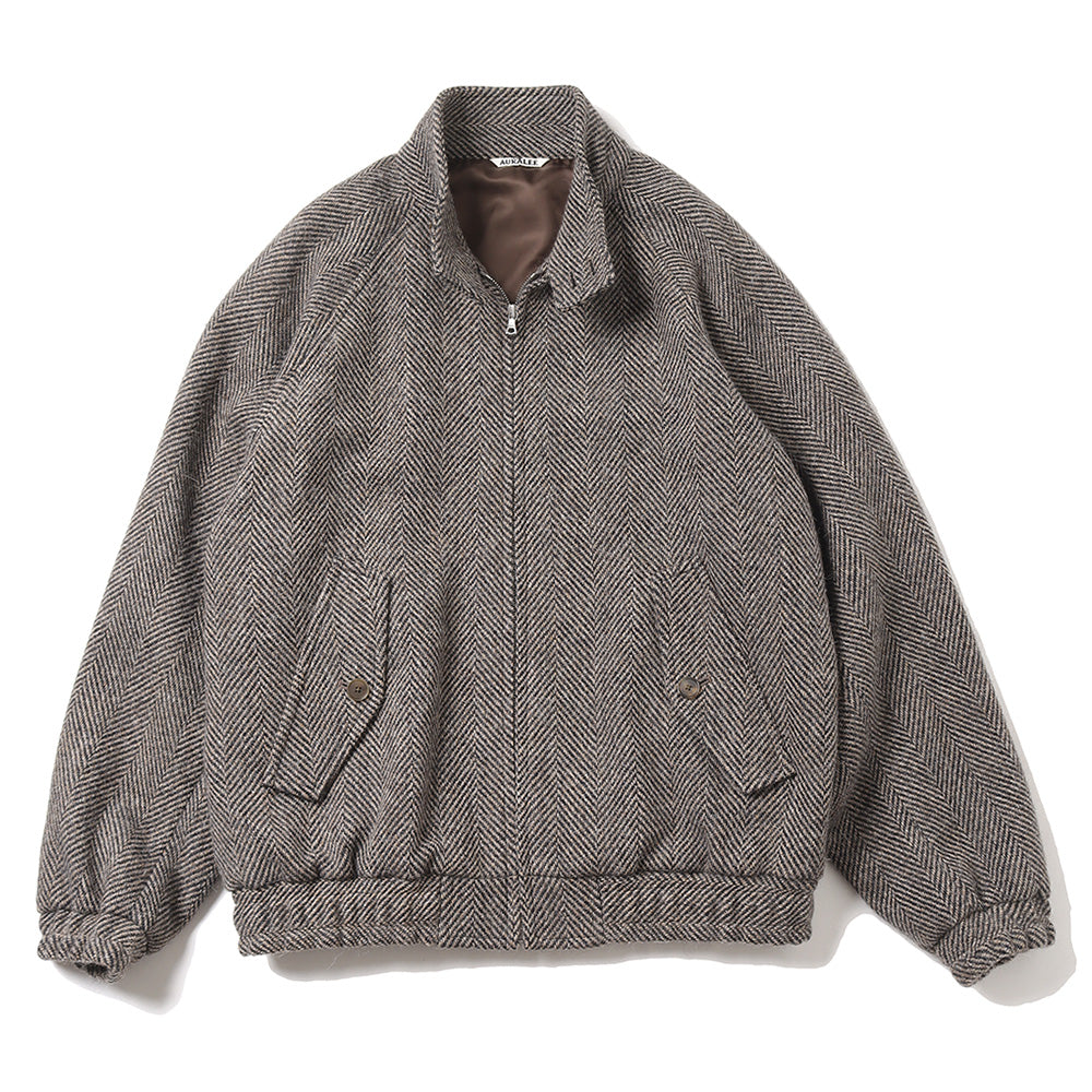 LAMA SHETLAND WOOL TWEED ZIP BLOUSON (A24AB03LS) | AURALEE