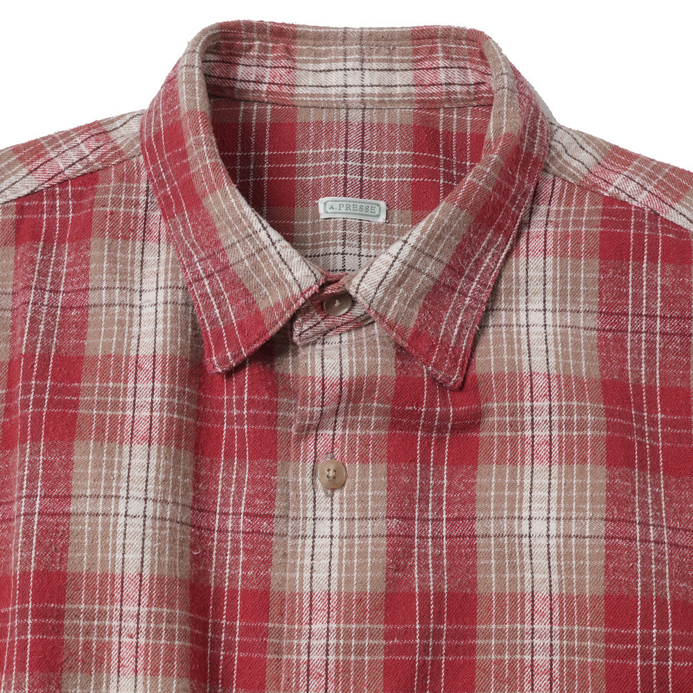 A.PRESSE Vintage Cotton Silk Nep Twill Check Shirt 26SAP-02-06