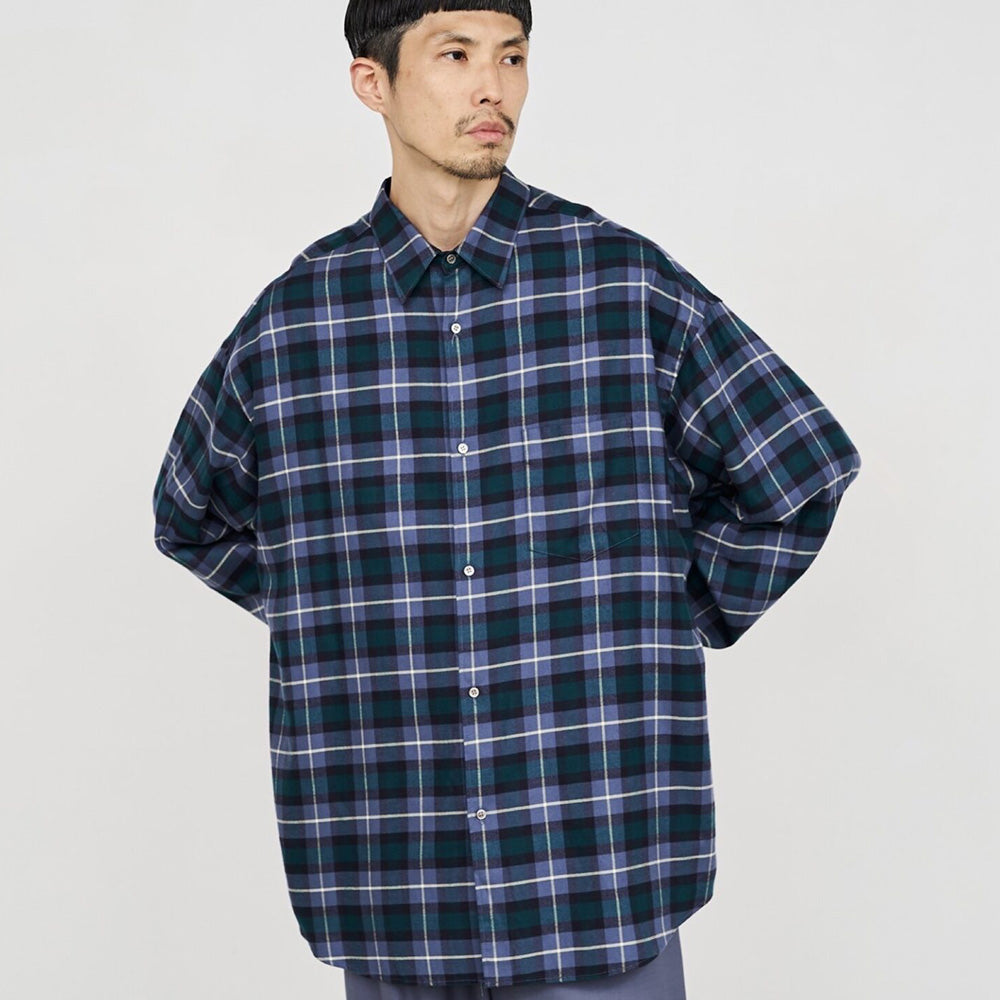 Graphpaper) Check Flannel Oversized Regular Collar Shirt (GM233