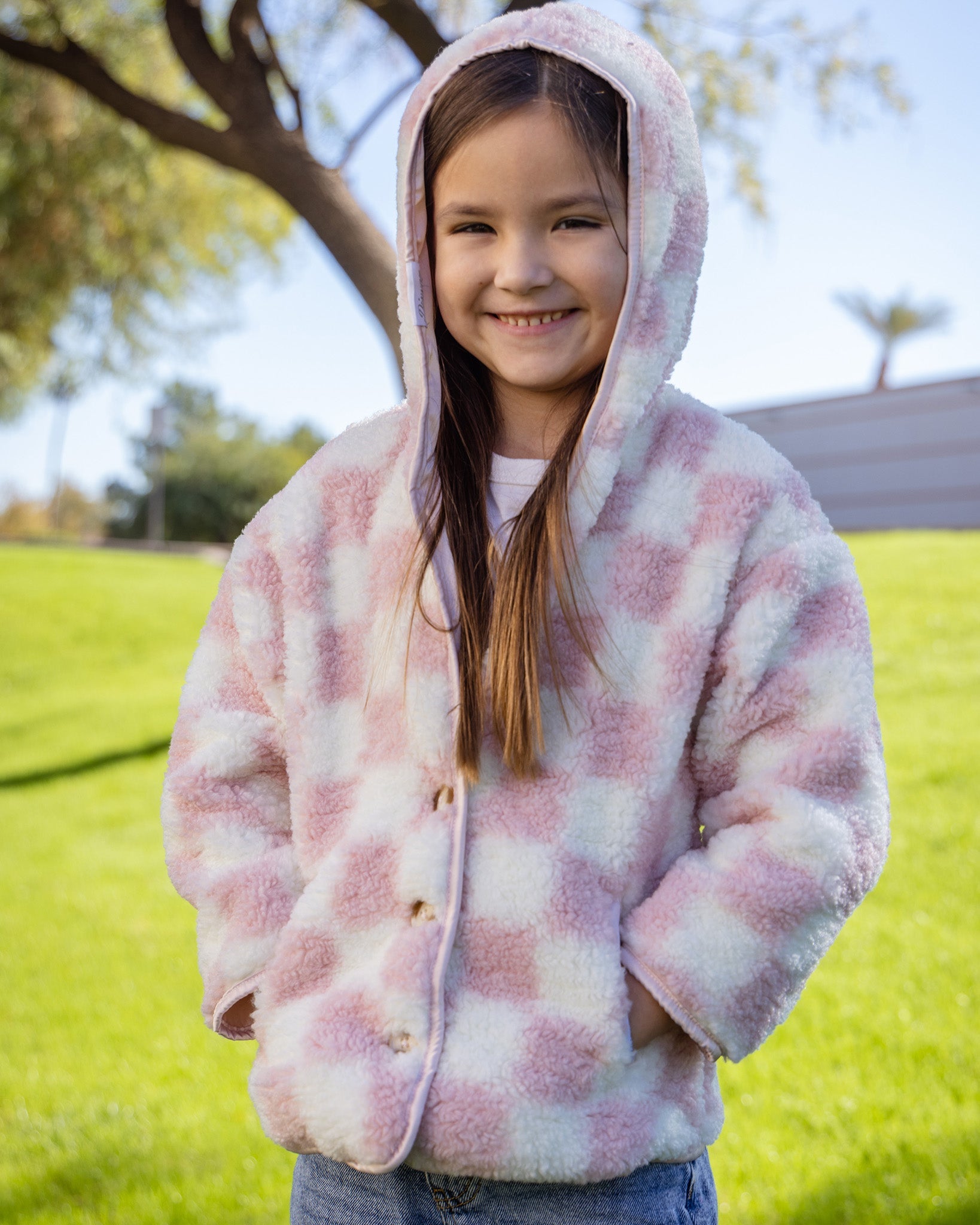 Dixxon Youth Sherpa Cardigan - Pink & Cream | Shop Now