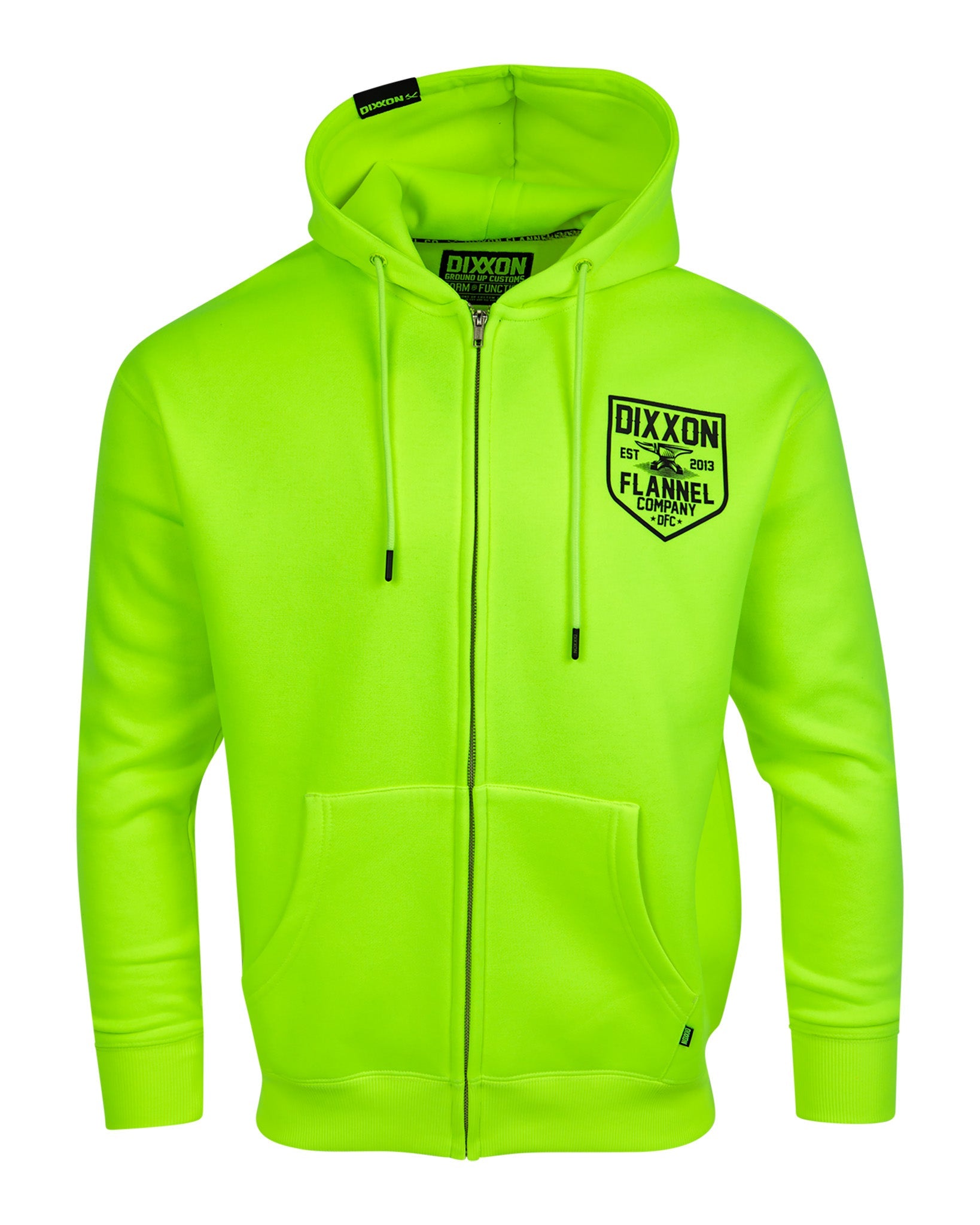 Dixxon Black DFC Shield Hoodie - Safety Green | Shop Now