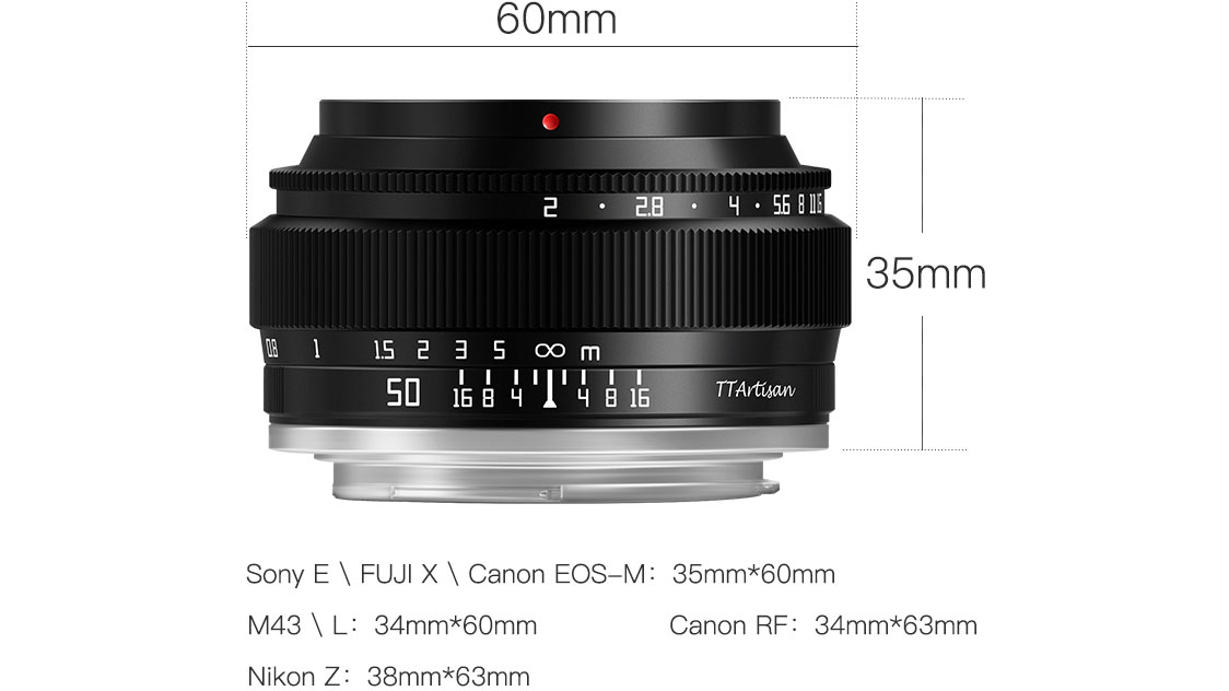 TTArtisan releases a compact new full-frame 50mm f/2 lens for