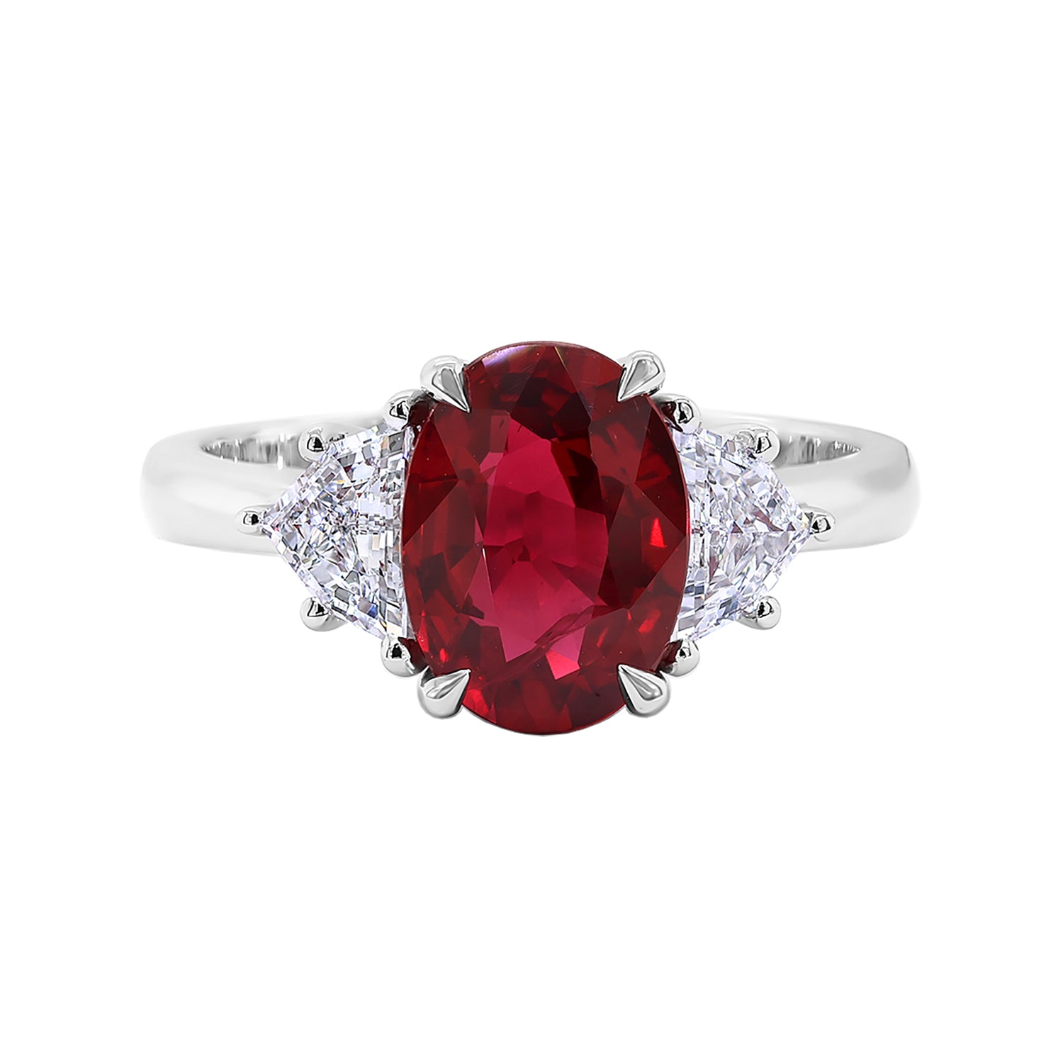 Ruby & Diamond Three-Stone Ring by Diamond Cellar | Diamond Cellar