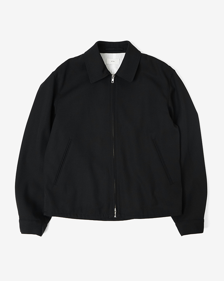 BACK SATIN HARRINGTON JACKET / BLACK | ATON (MEN)(エイトン