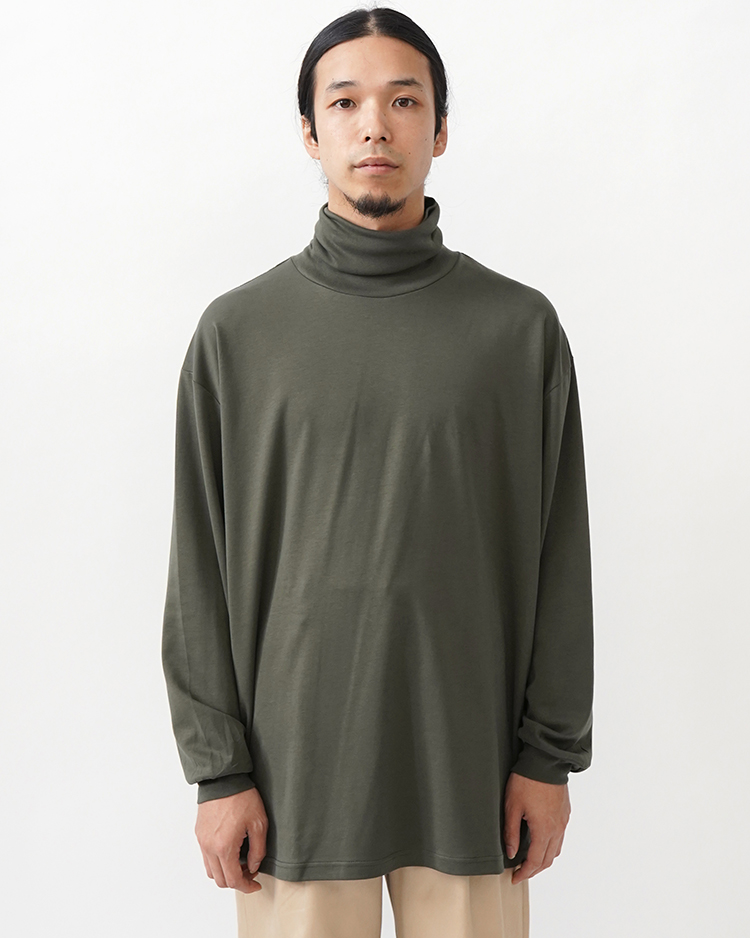 Brushed Mockrody High Neck L/S Tee / GREEN | Graphpaper (MEN