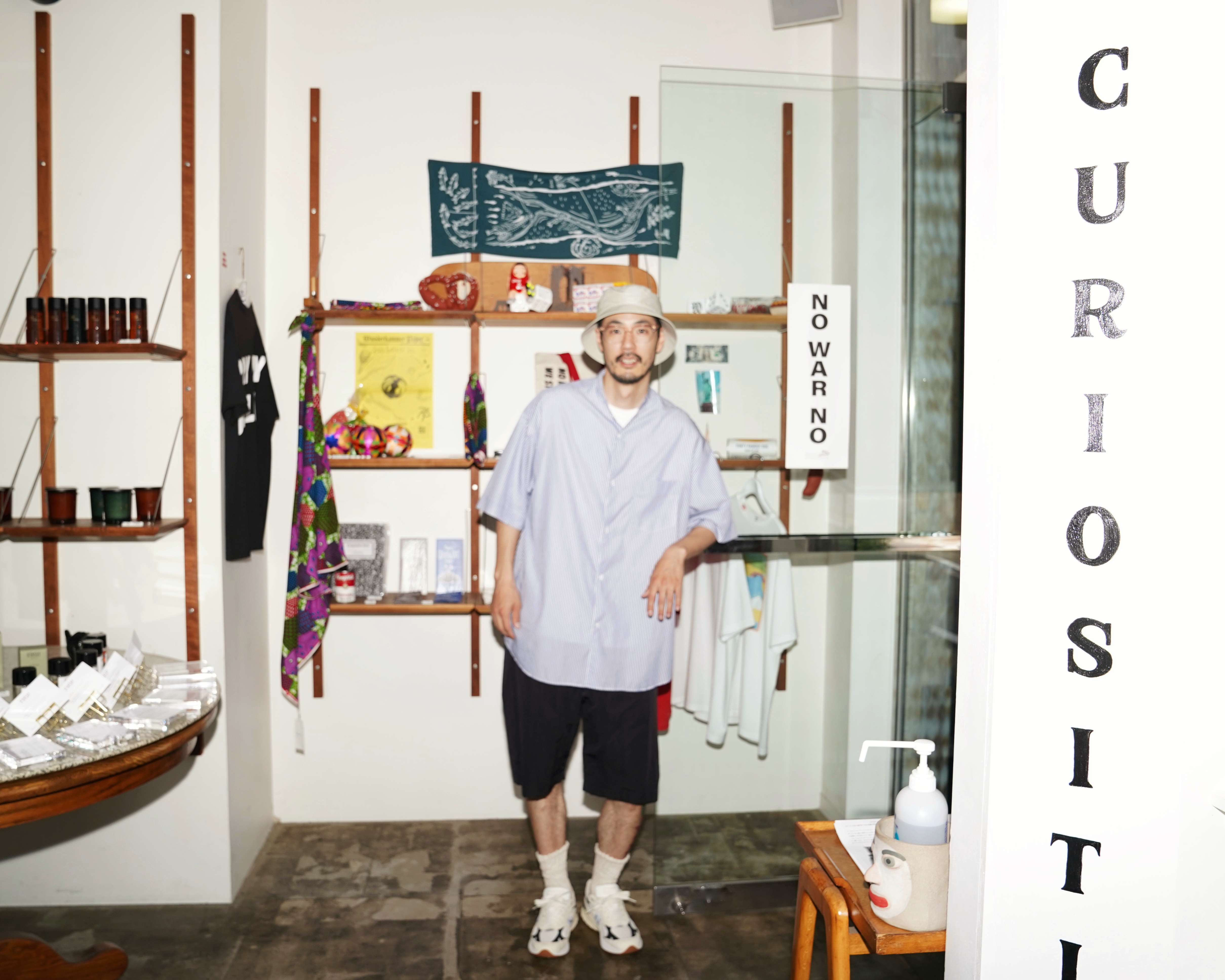 Broad S/S Oversized Band Collar Shirt / BLUE-ST | My Graphpaper