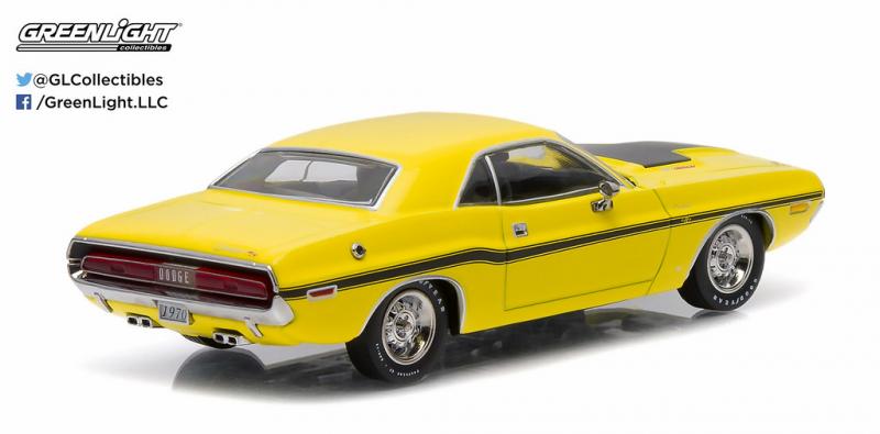 Greenlight 1/43 Dodge Challenger R/T 1970 Yellow/Black Stripes