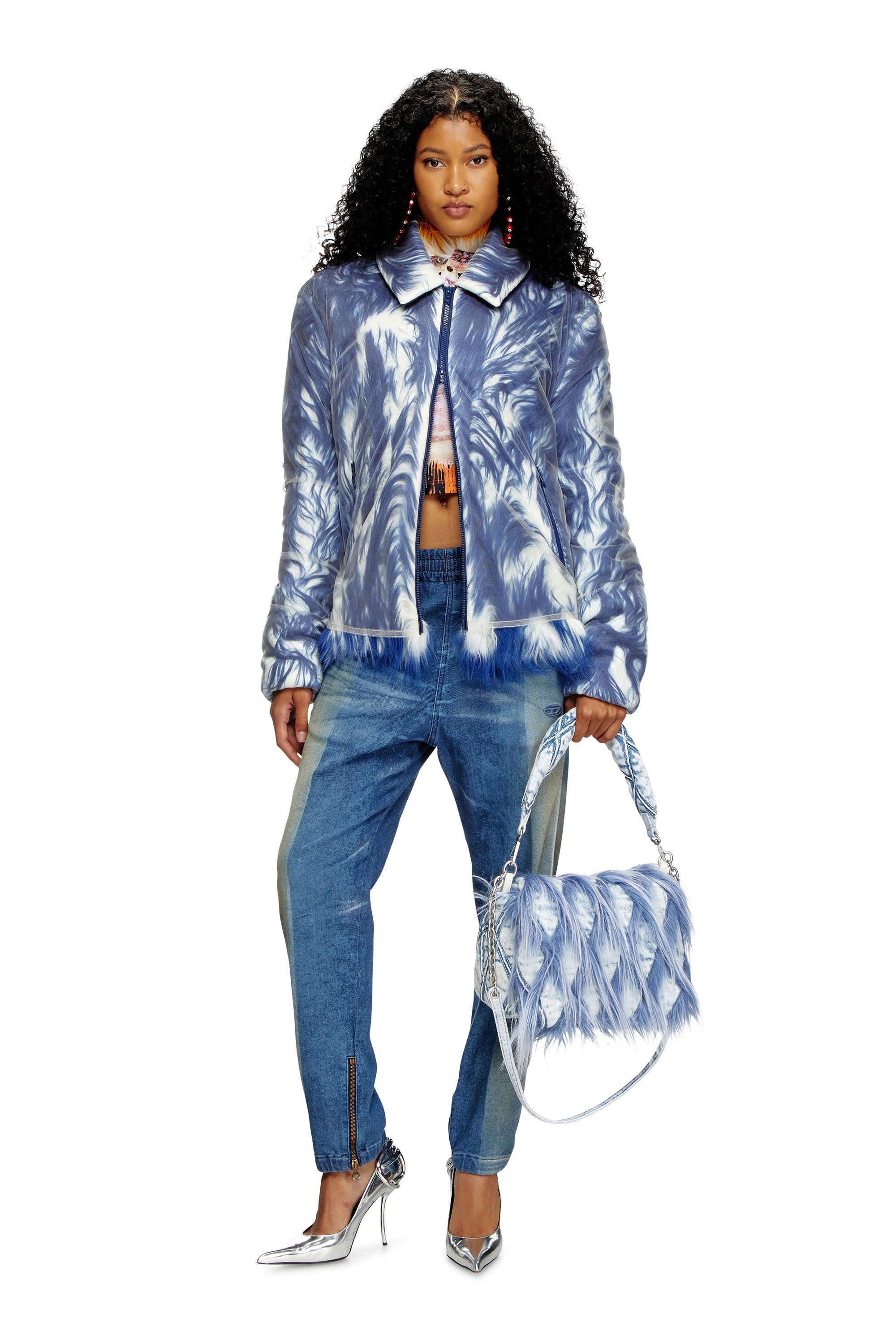 CHARM-D SHOULDER M Charm-D M-Shoulder bag in denim and faux fur