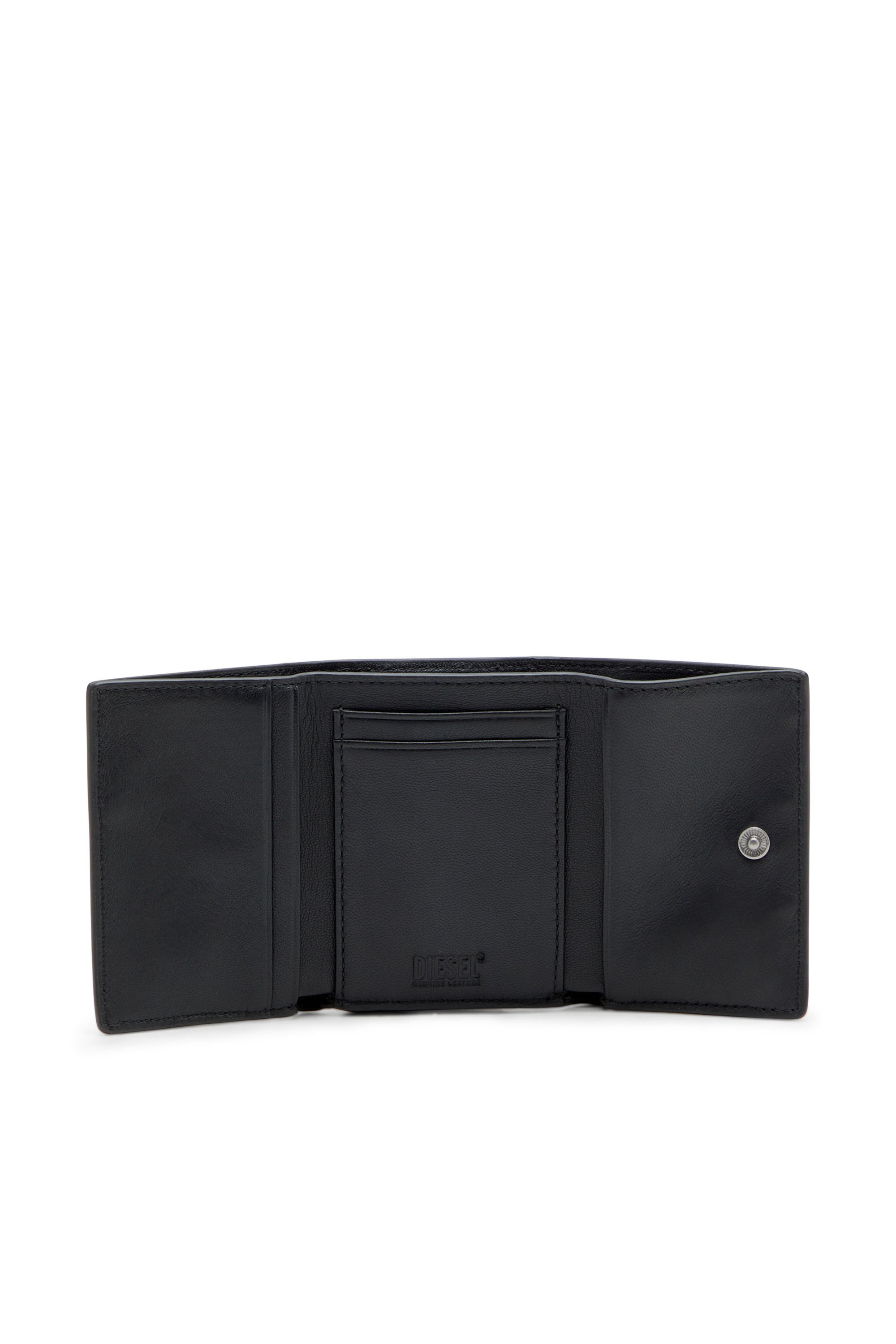 三つ折り財布 黒 biscotto tri fold coin 3d ｜ディーゼル公式
