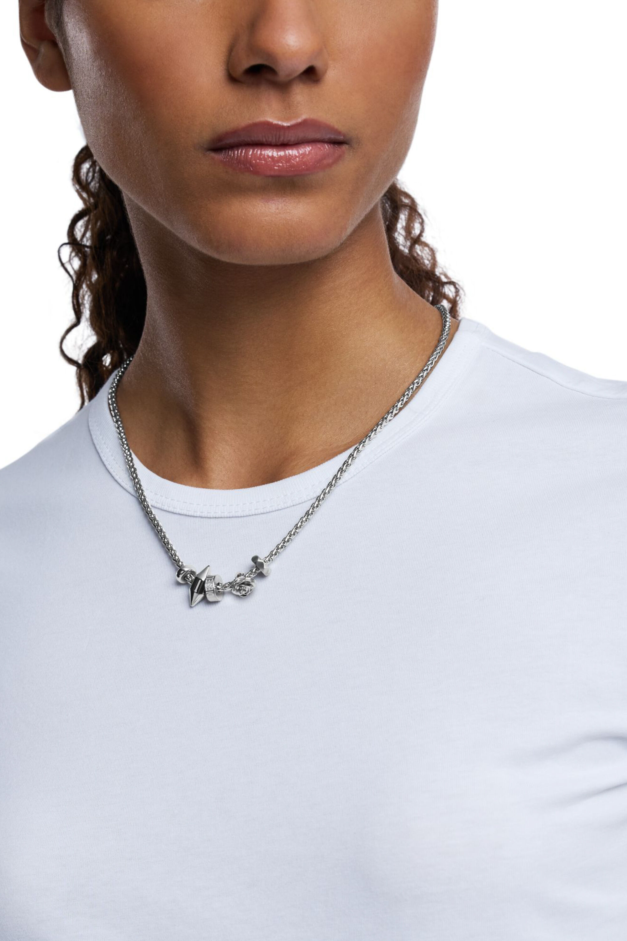 DX1623040 JEWELLERY Stainless steel charm necklace｜シルバー