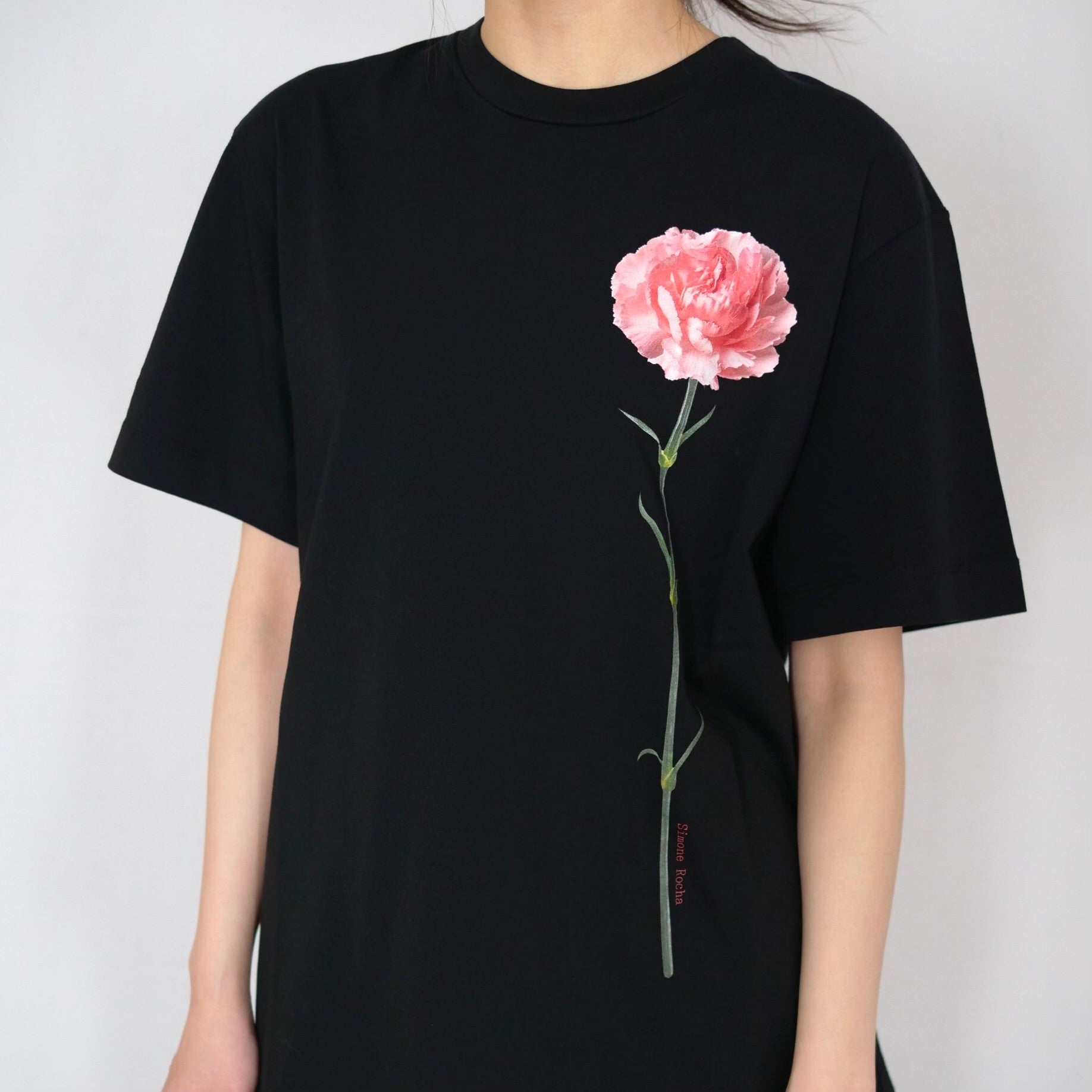 SIMONE ROCHA カーネーションプリントT-SHIRT / BLACK – dim at noon