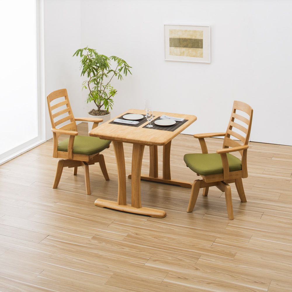 角丸優しいダイニングテーブル 2本脚 幅90奥行75cm 通販 - ディノス