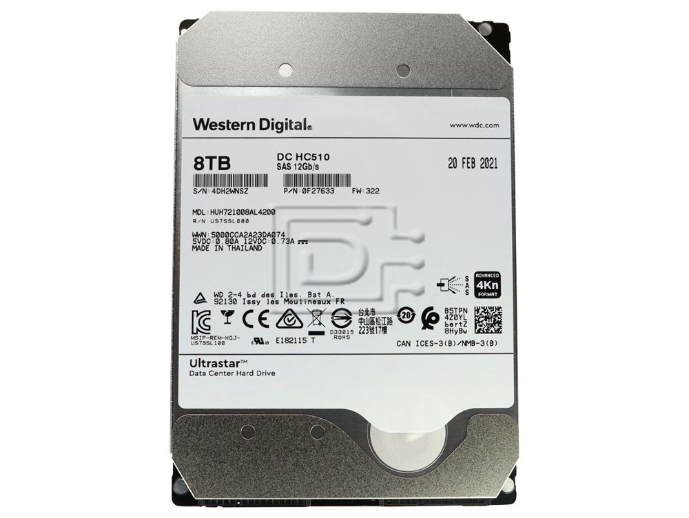 WD / HGST Ultrastar HC510 HUH721008AL4200 / 0F27633 / 0F27406 8TB