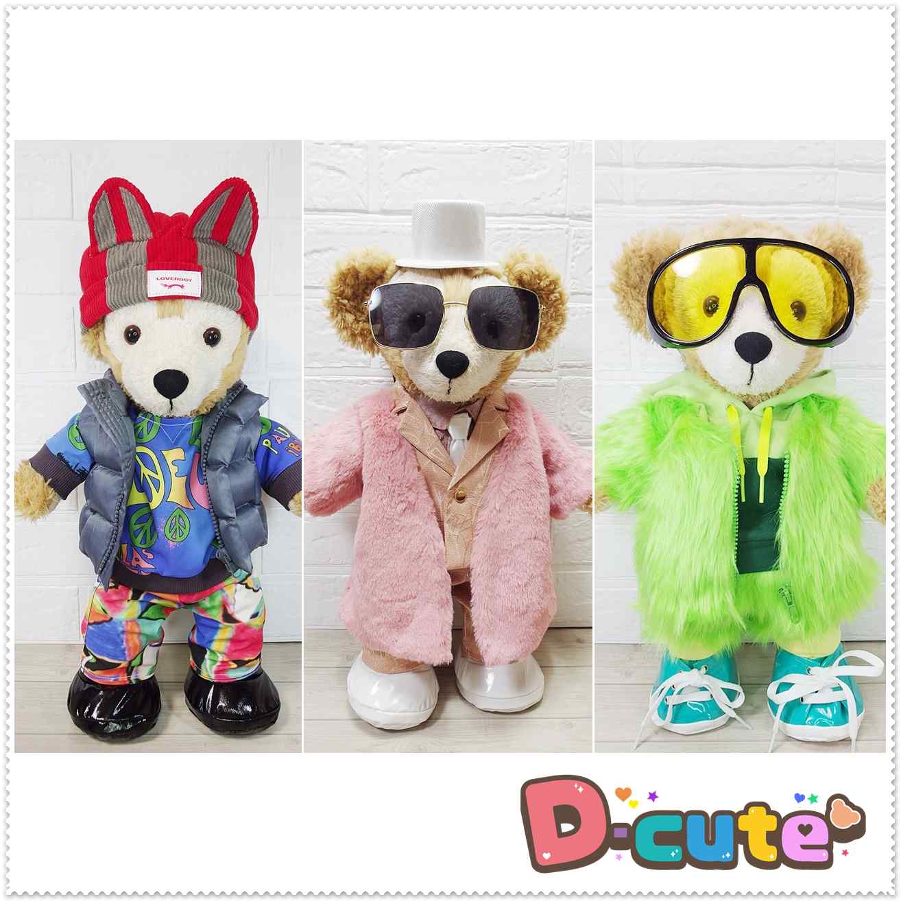 予約受付中】ダッフィー 衣装 Sサイズ (身長43cm) Number 風 ピンク