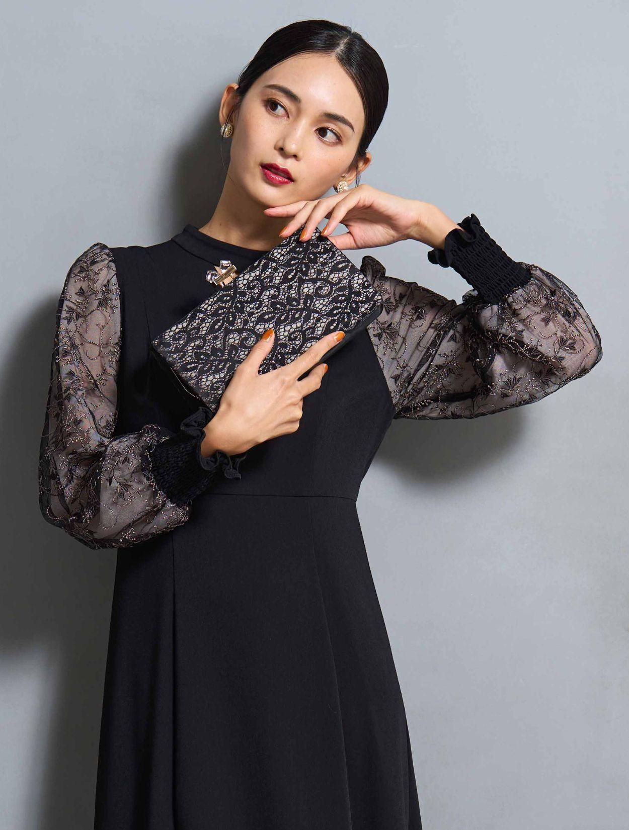 M/L】エンブロイダリーレースドレス（ブラック）DPSET0625のレンタル