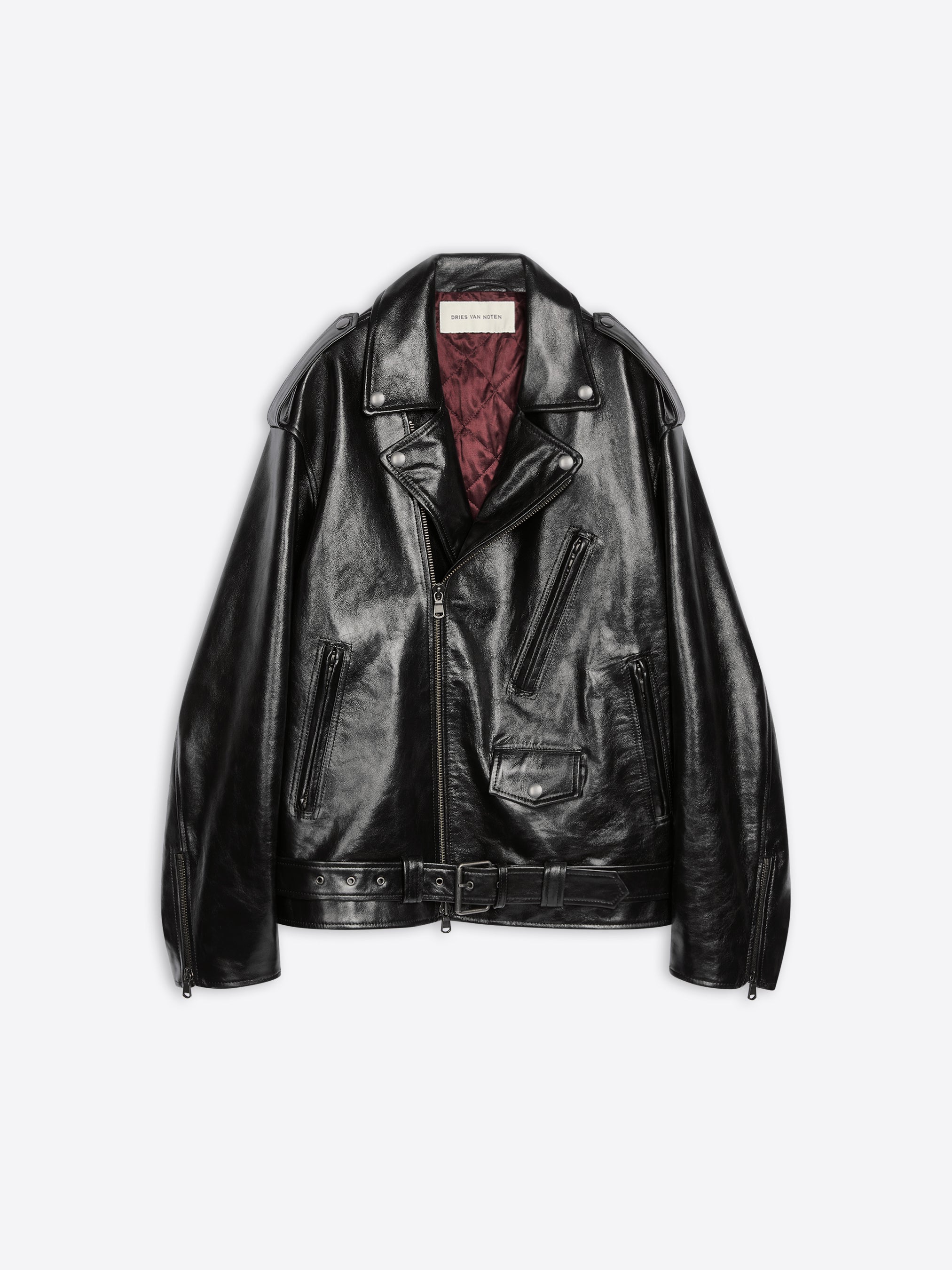 Leather biker jacket - Autumn-Winter Men | Dries Van Noten