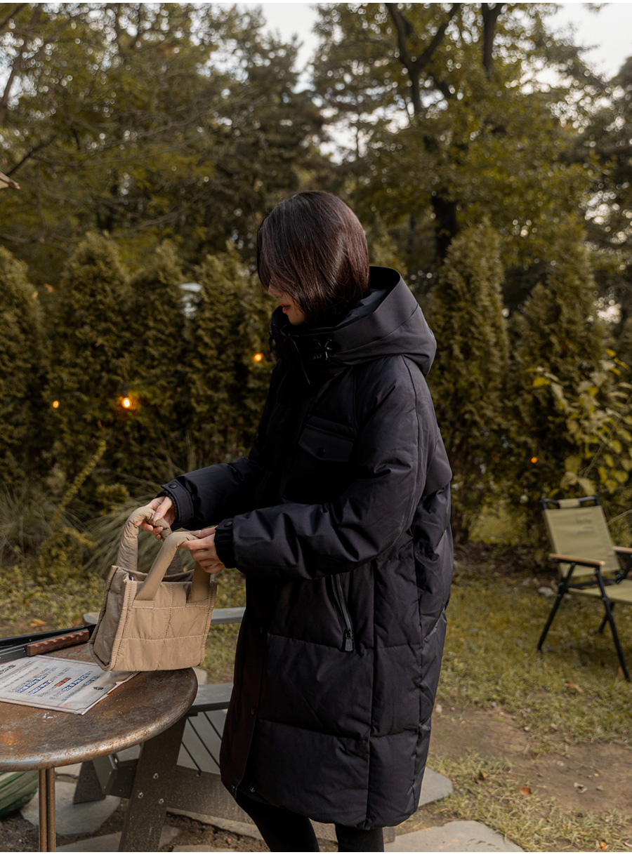 ダックダウンシャギーロングウォータープルーフ/防水長袖フードジップ