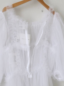 noir kei ninomiya ナイロンチュルパフスリーブブラウス[3O-B020-051