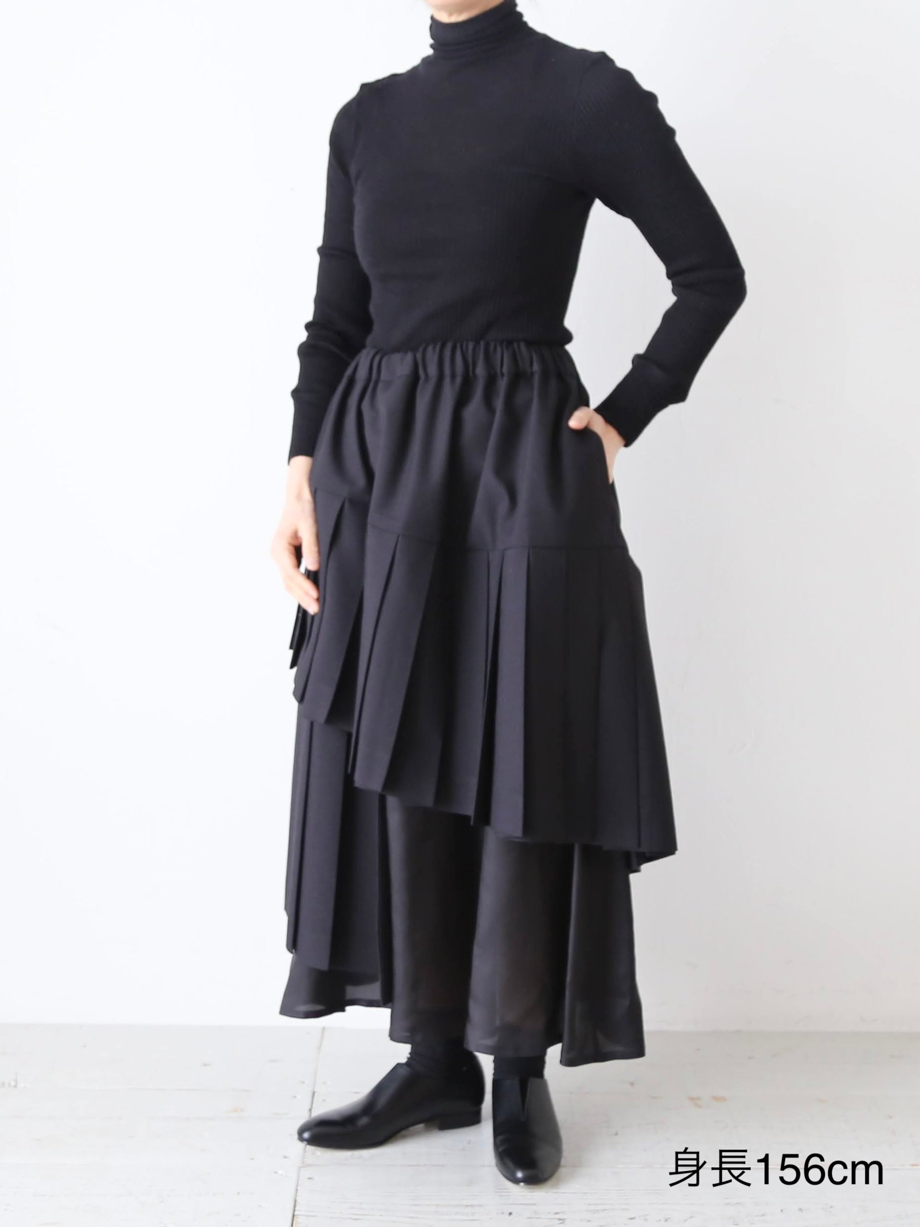 noir kei ninomiya ウールエステルギャバジンスカート [3Q-S009-051